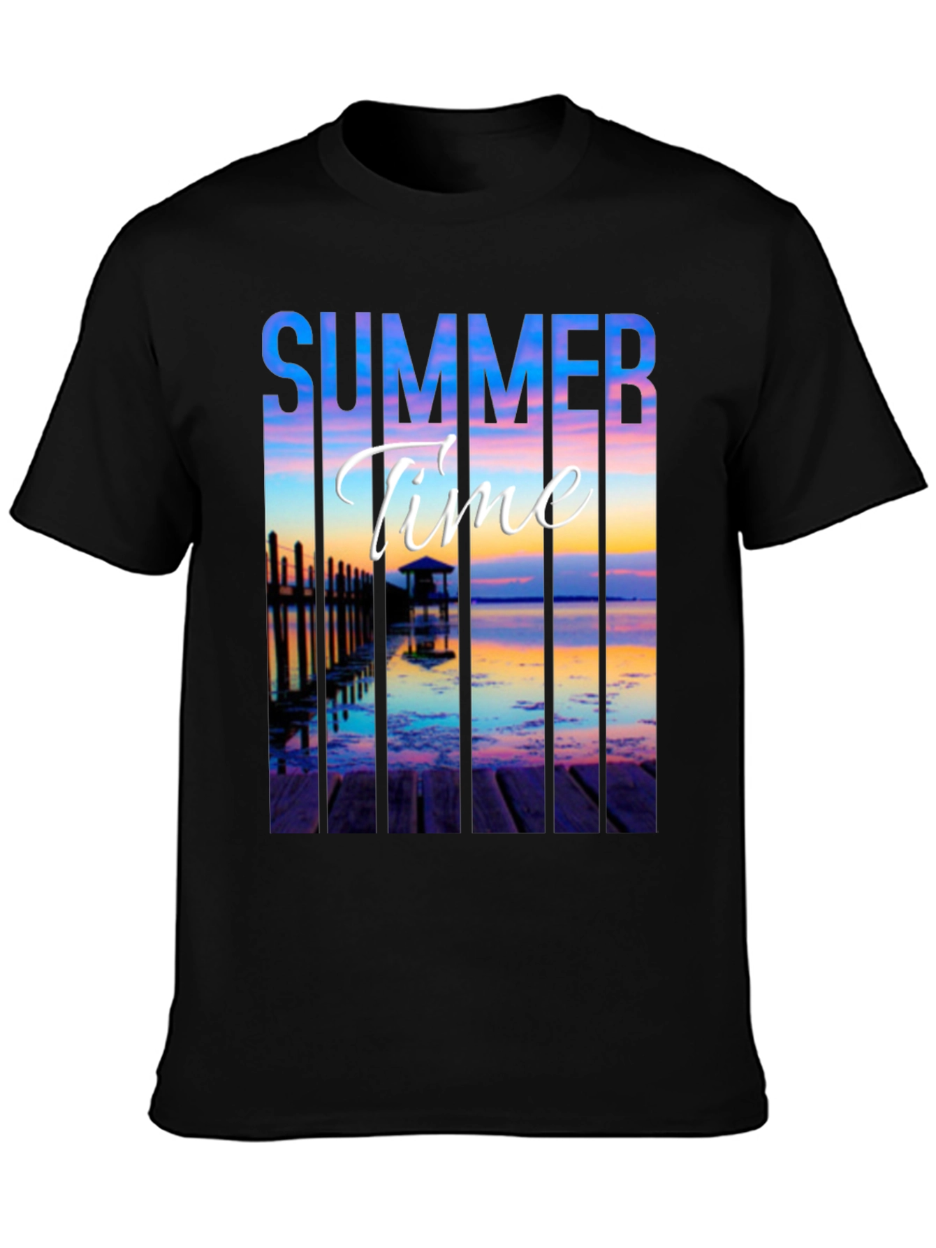Summer Time Black Graphic T-Shirt