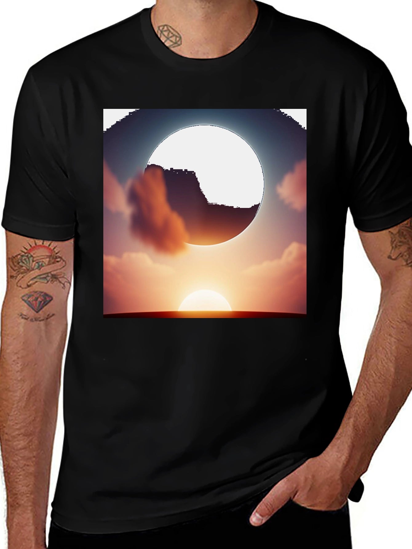 Sunset Graphic Tee - Black Short Sleeve