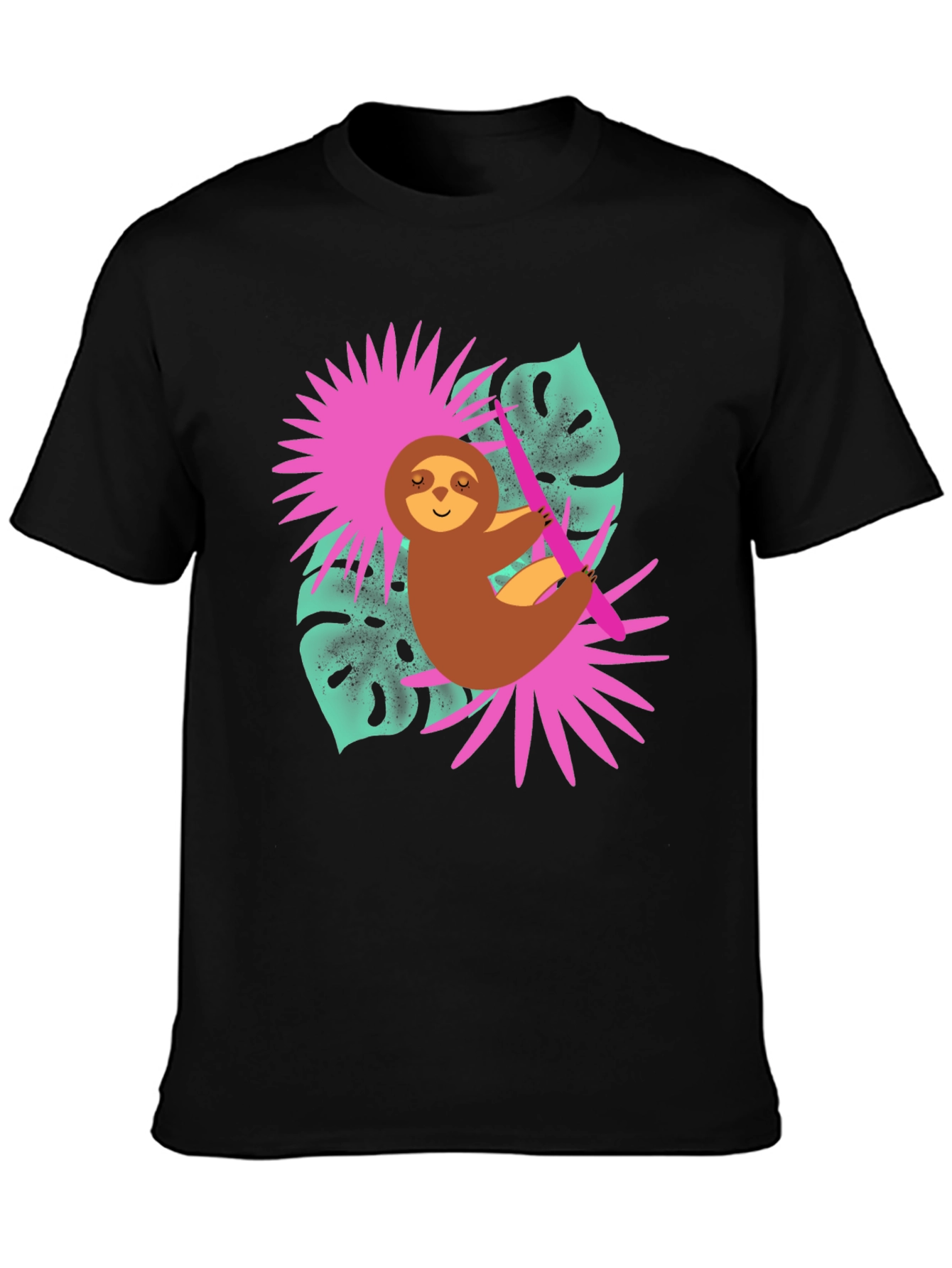 Sloth Graphic T-Shirt - Tropical Design