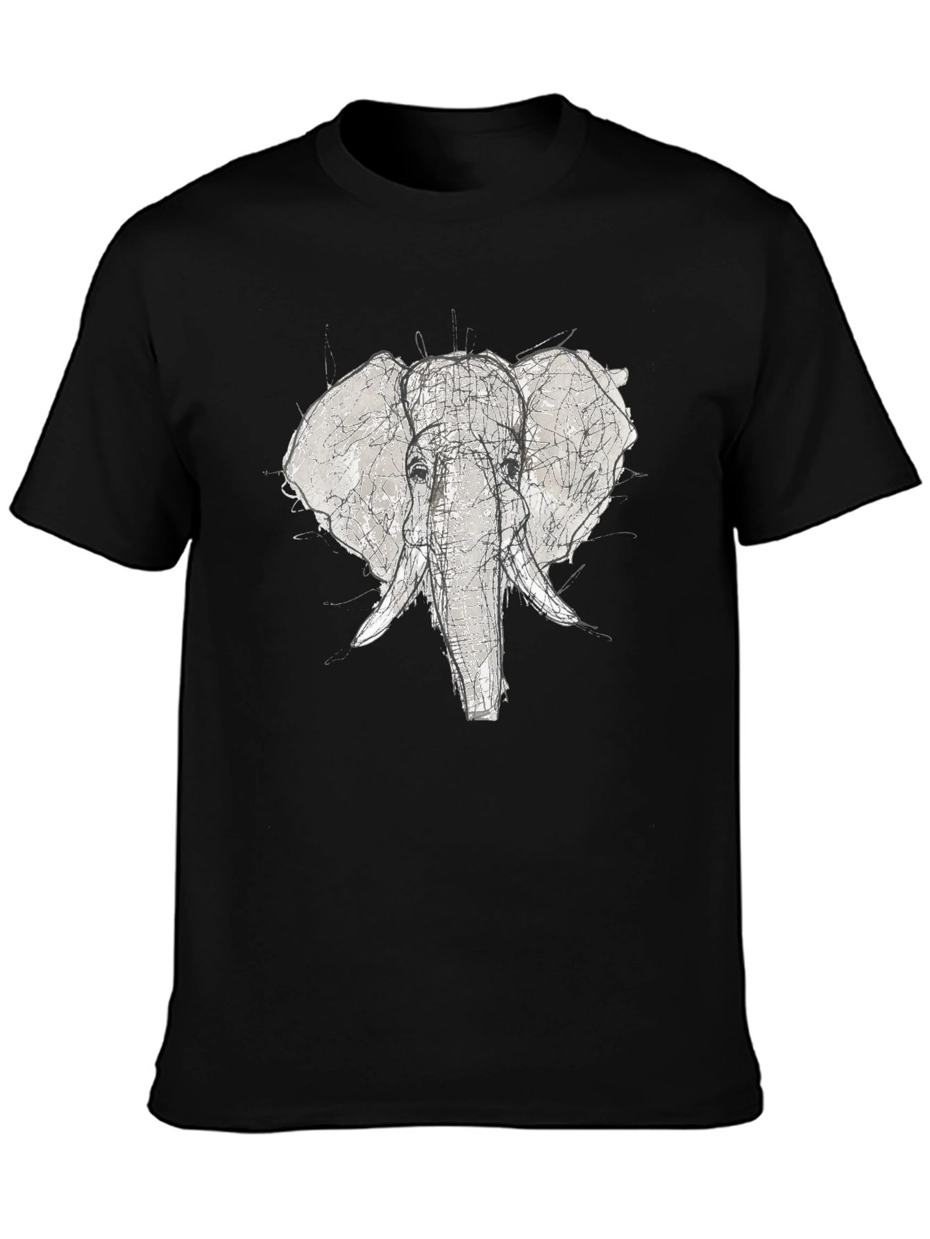 Elephant Sketch Graphic Tee - Black