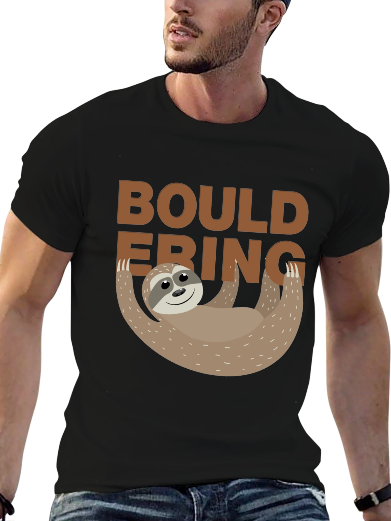 Bouldering Sloth Graphic Tee - Black