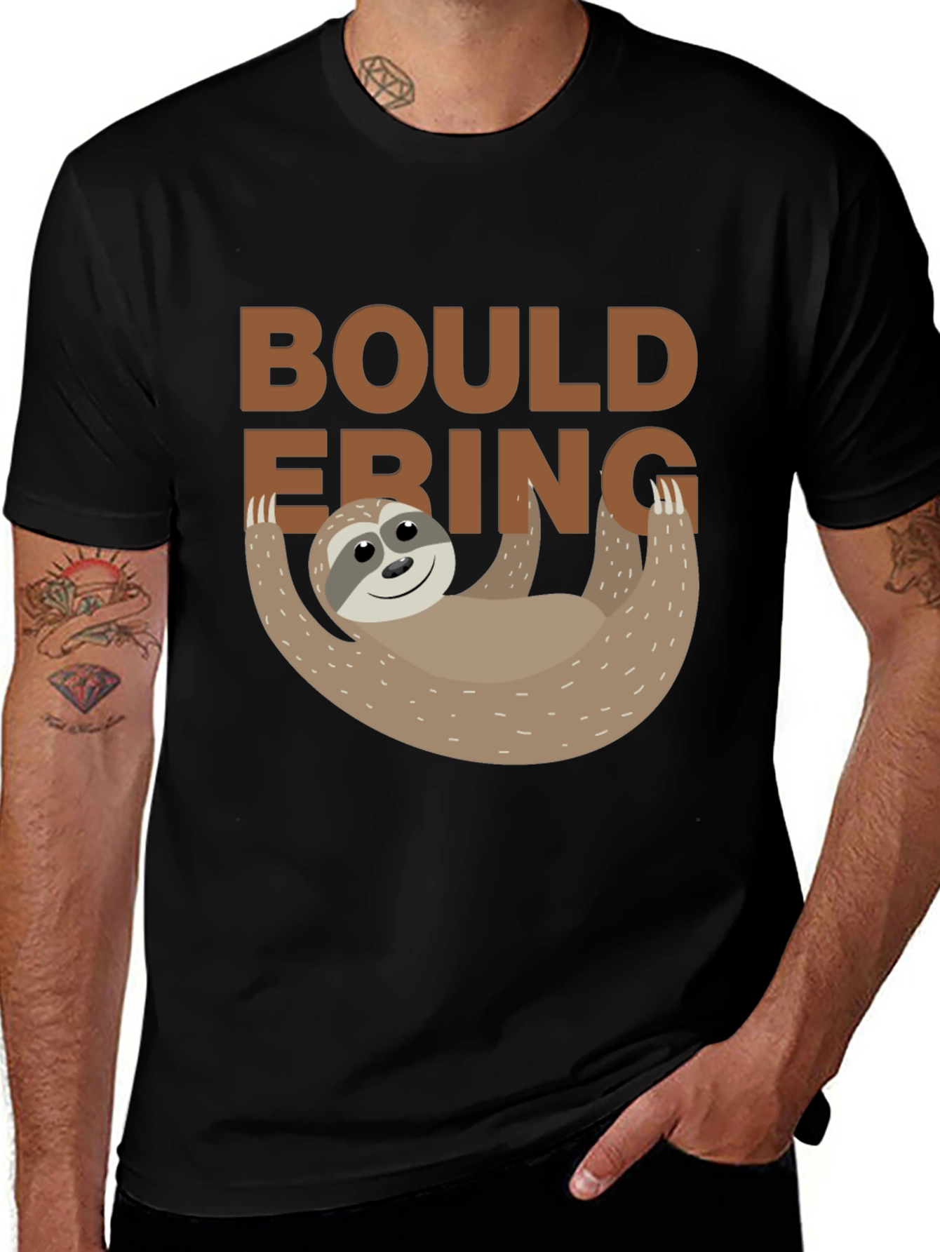 Bouldering Sloth Graphic Tee - Black