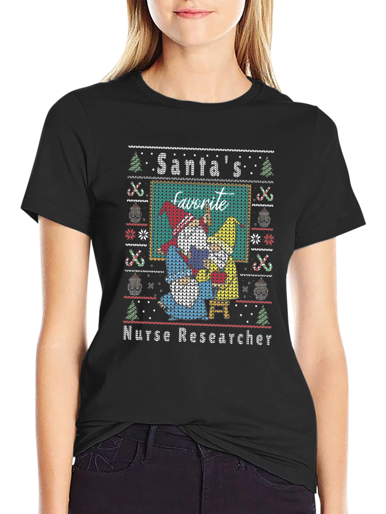Santas Favorite Nurse Researcher Ugly Christmas Sweater T-Shirt