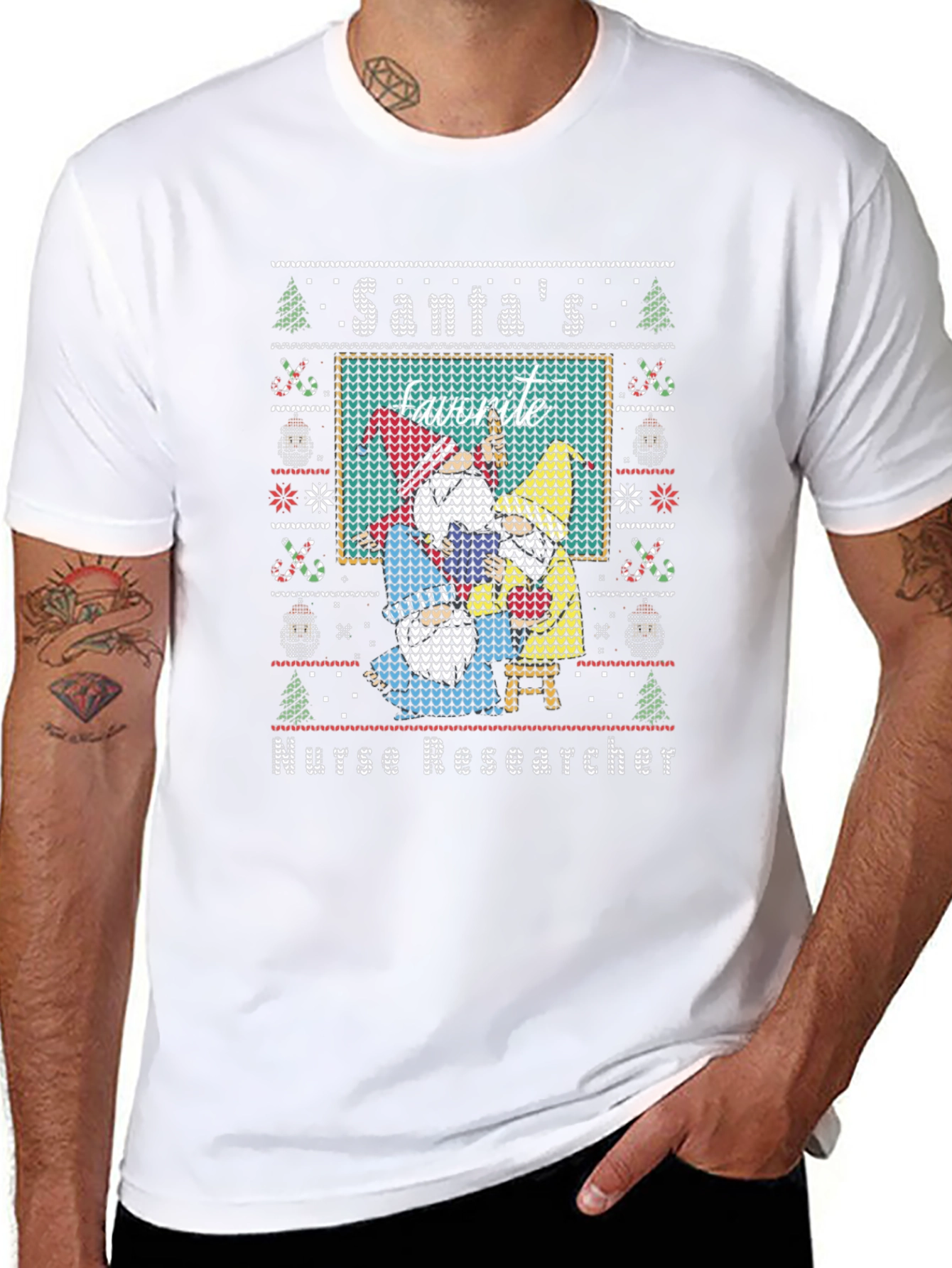 Santas Favorite Nurse Researcher Ugly Christmas Sweater T-Shirt