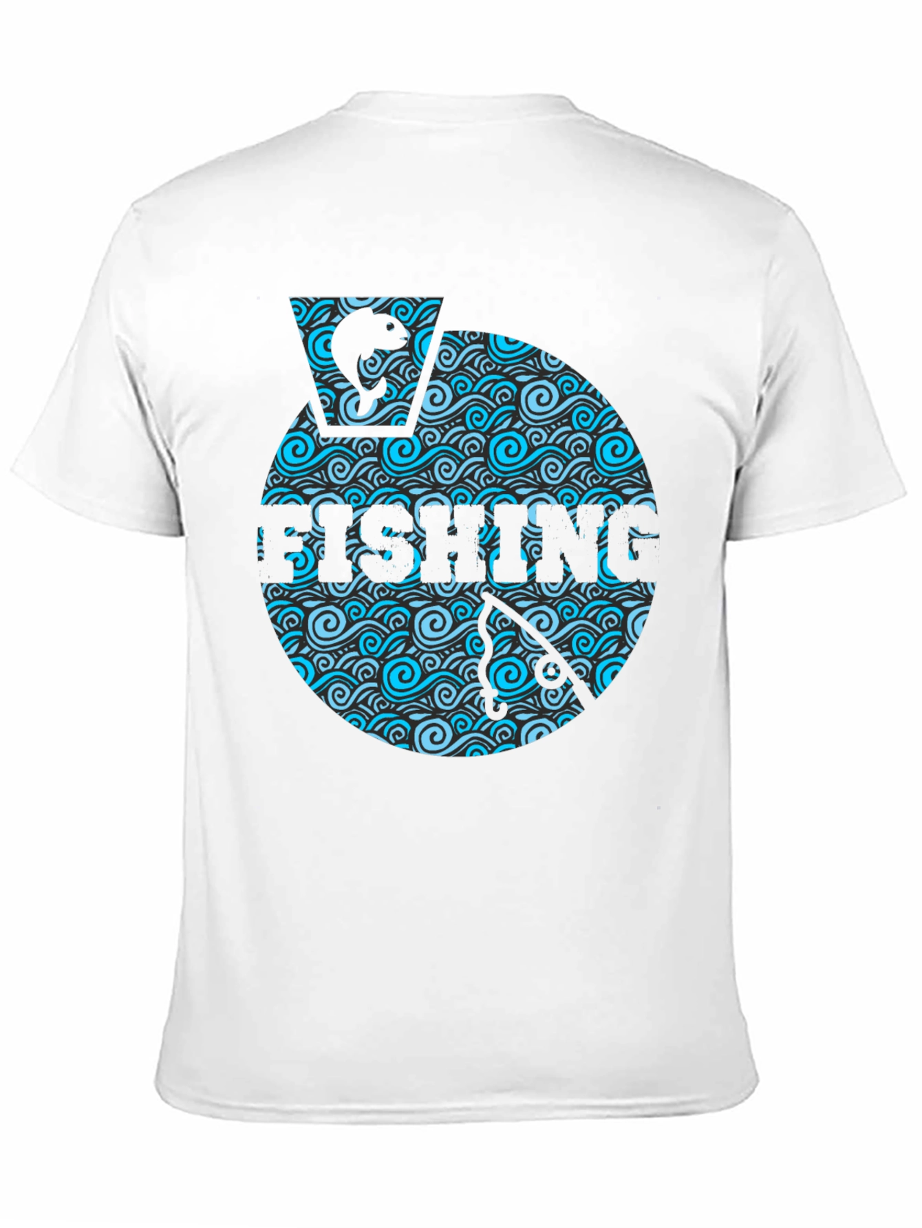 Fishing Wave Graphic T-Shirt - Black