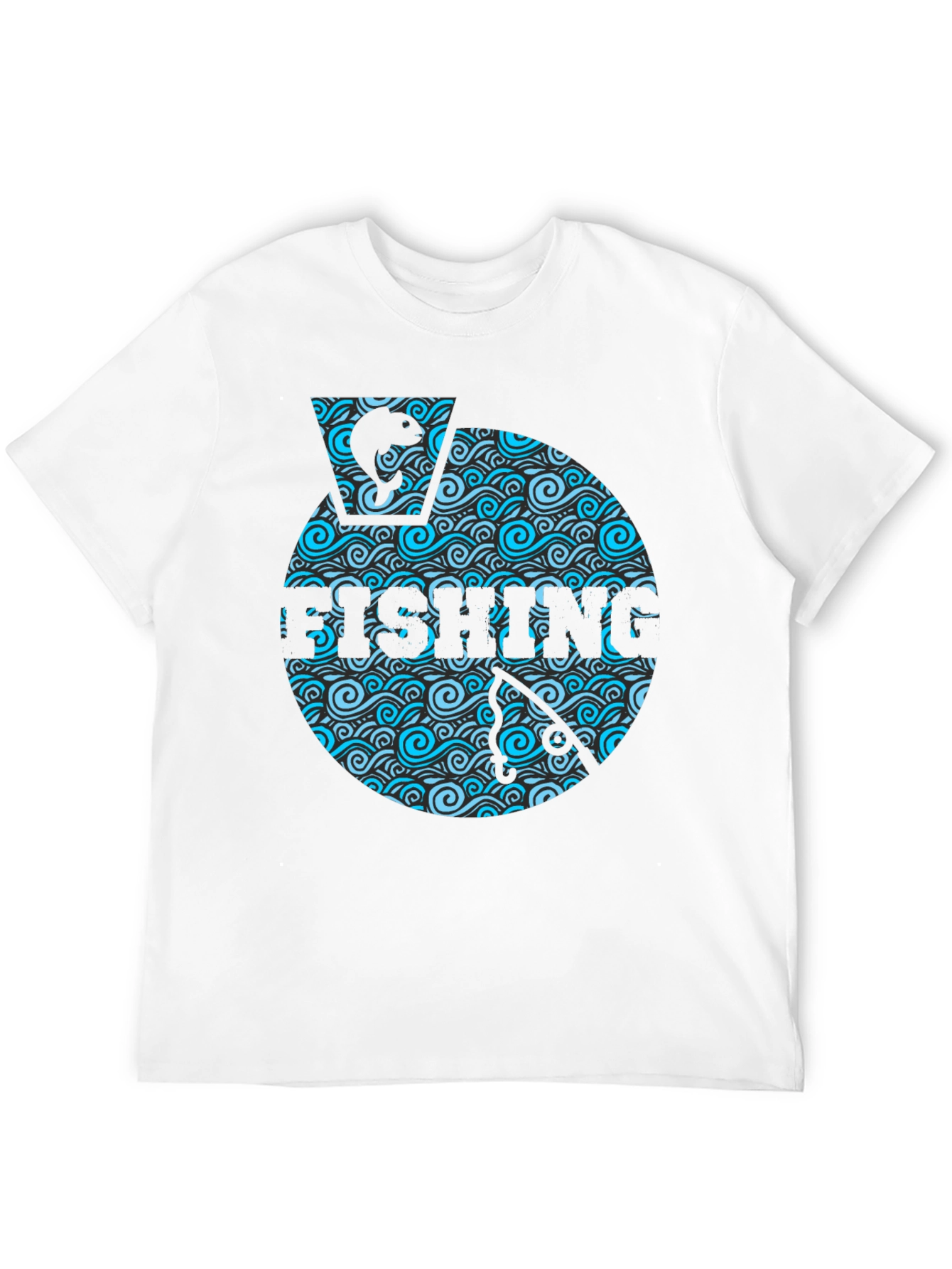 Fishing Wave Graphic T-Shirt - Black