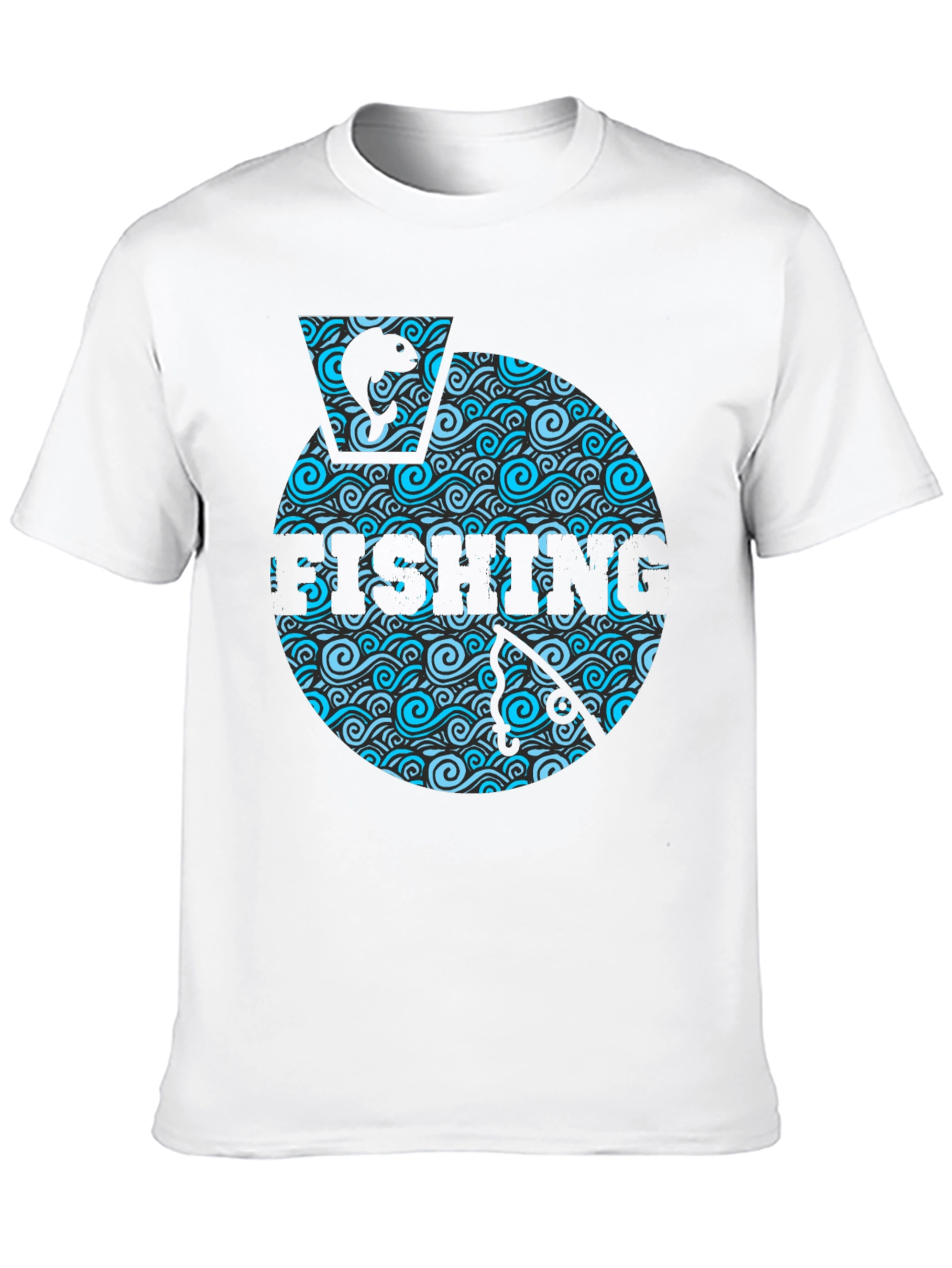 Fishing Wave Graphic T-Shirt - Black