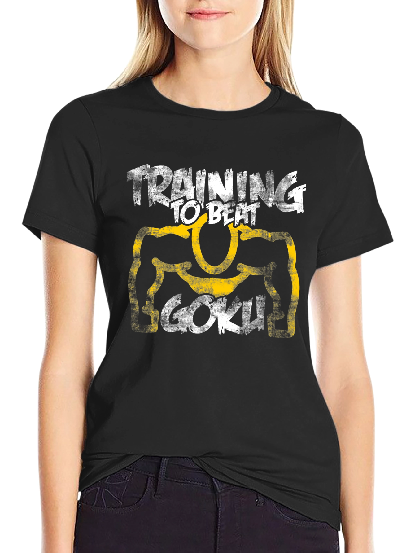 Training to Beat Goku Black T-Shirt Anime Fan Apparel