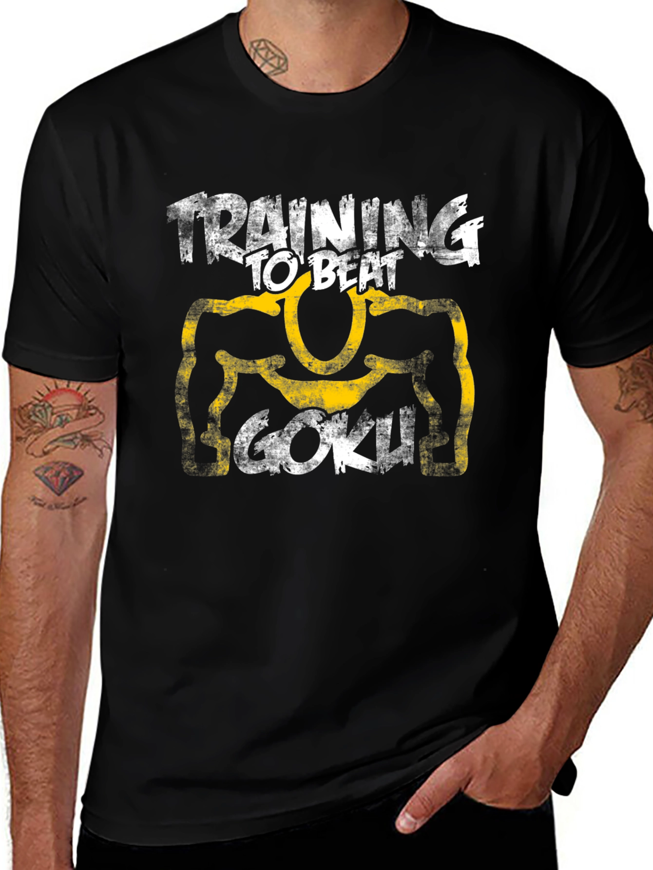 Training to Beat Goku Black T-Shirt Anime Fan Apparel