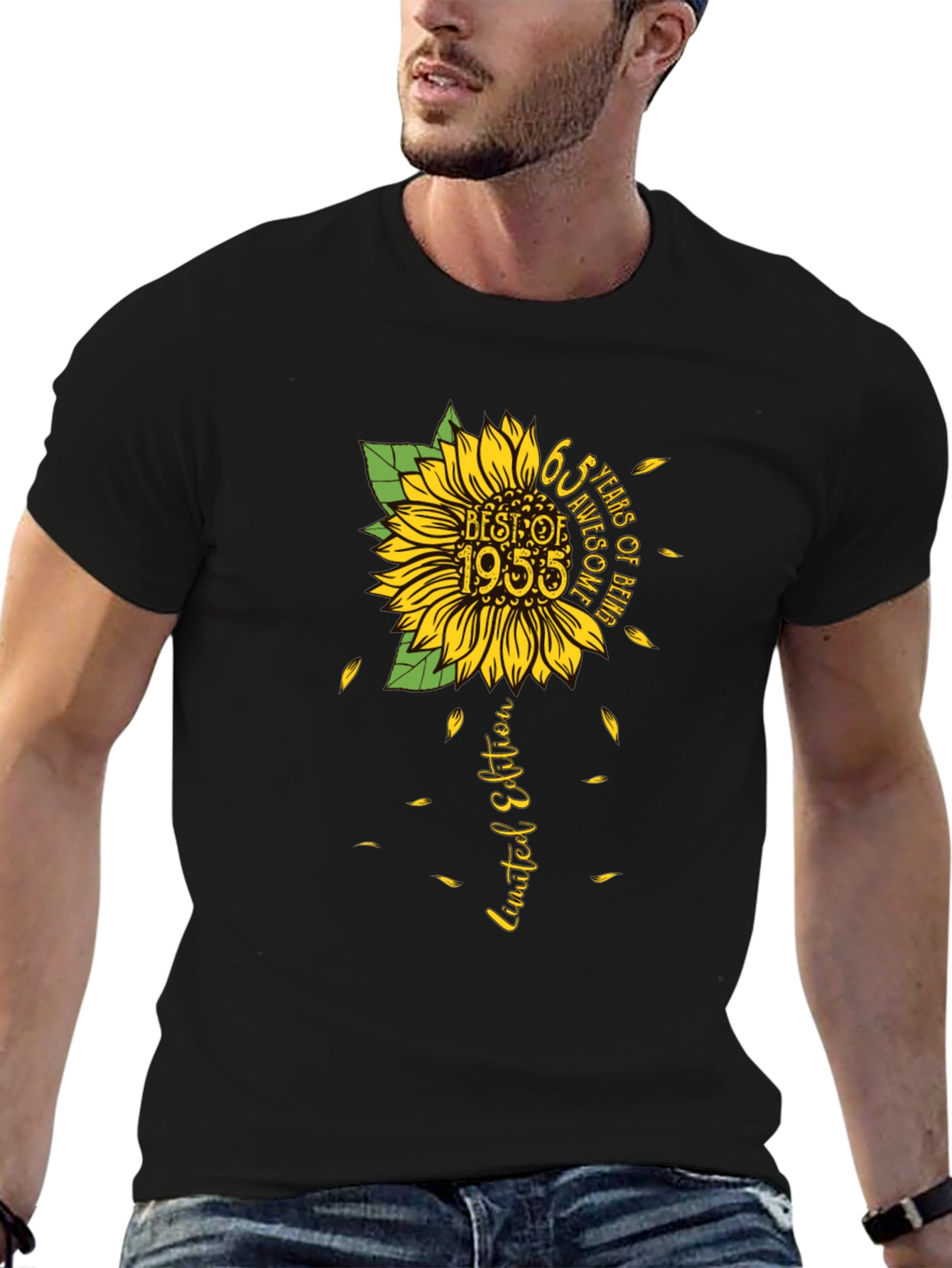 65 Years Awesome Sunflower Graphic T-Shirt