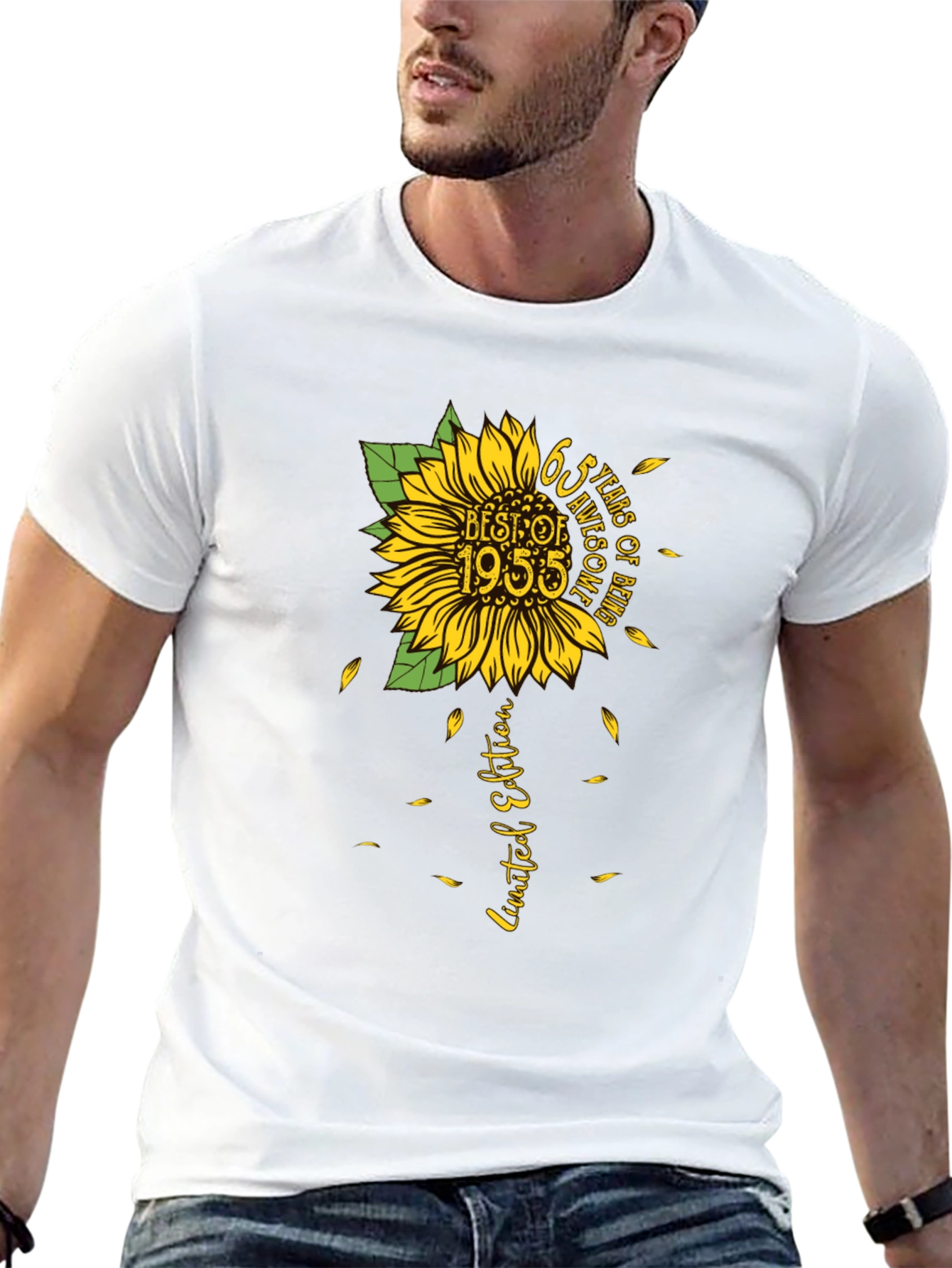 65 Years Awesome Sunflower Graphic T-Shirt