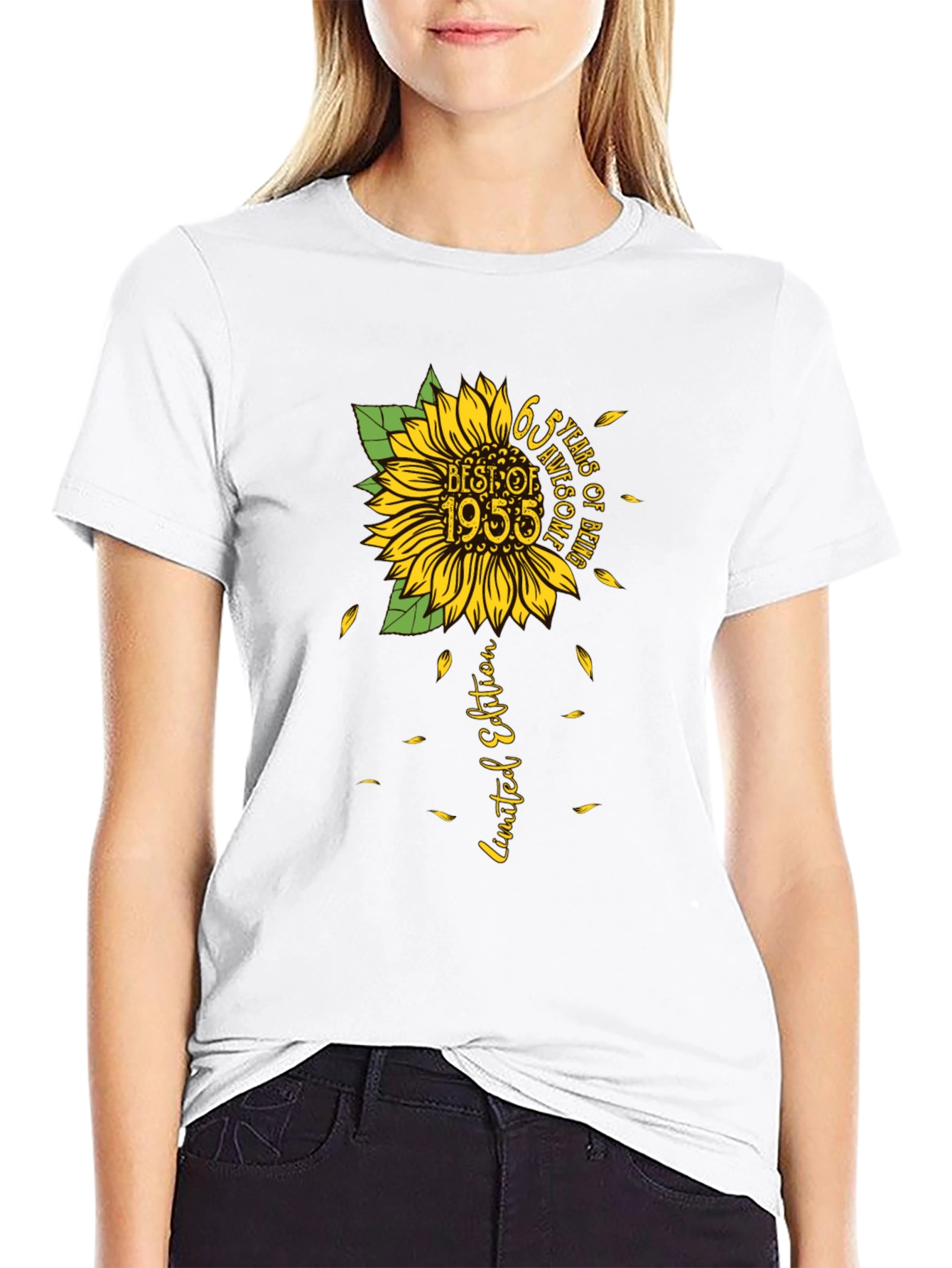 65 Years Awesome Sunflower Graphic T-Shirt