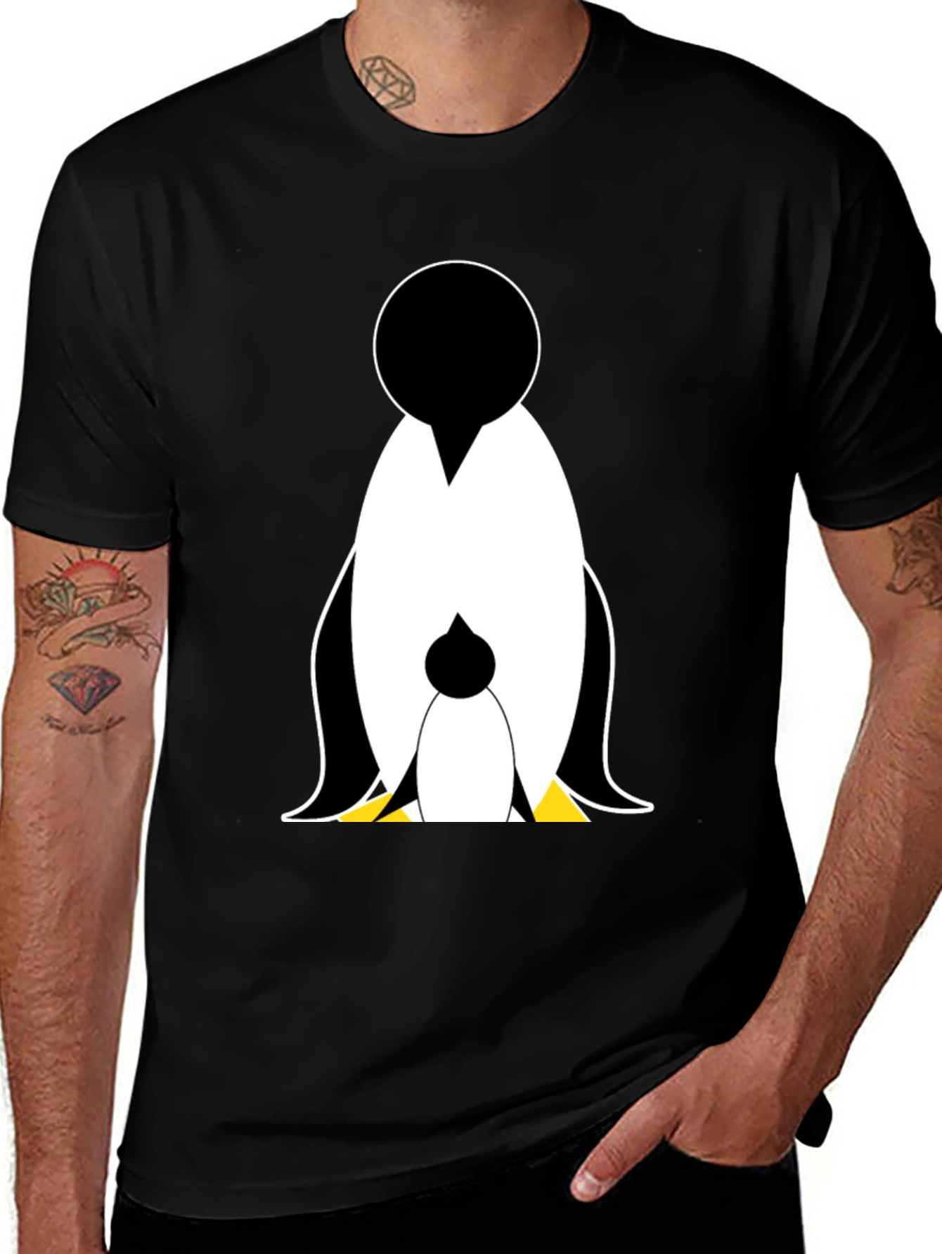 Penguin Graphic Tee - Black Cotton Casual Wear