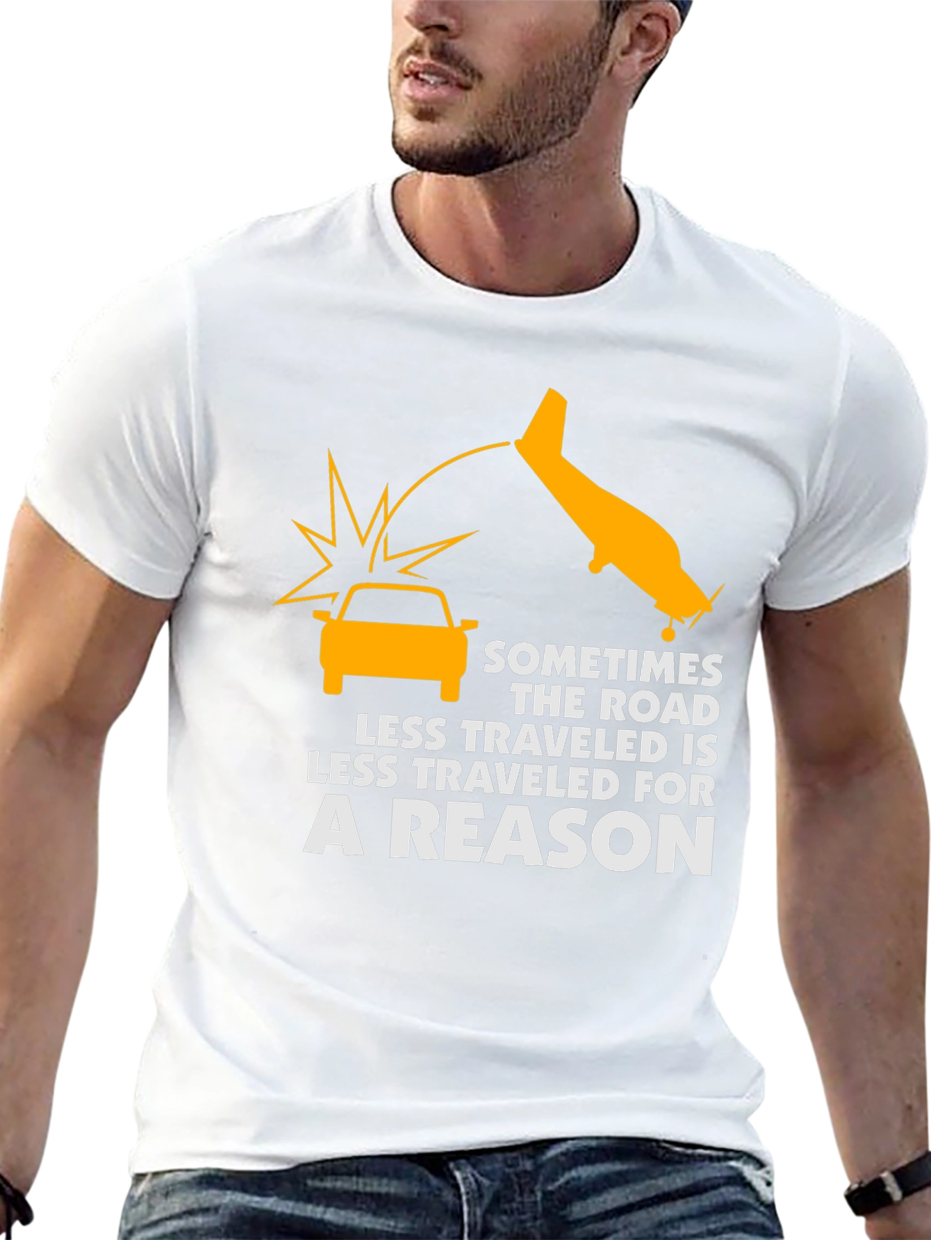 Humorous Graphic Tee - Less Traveled Road