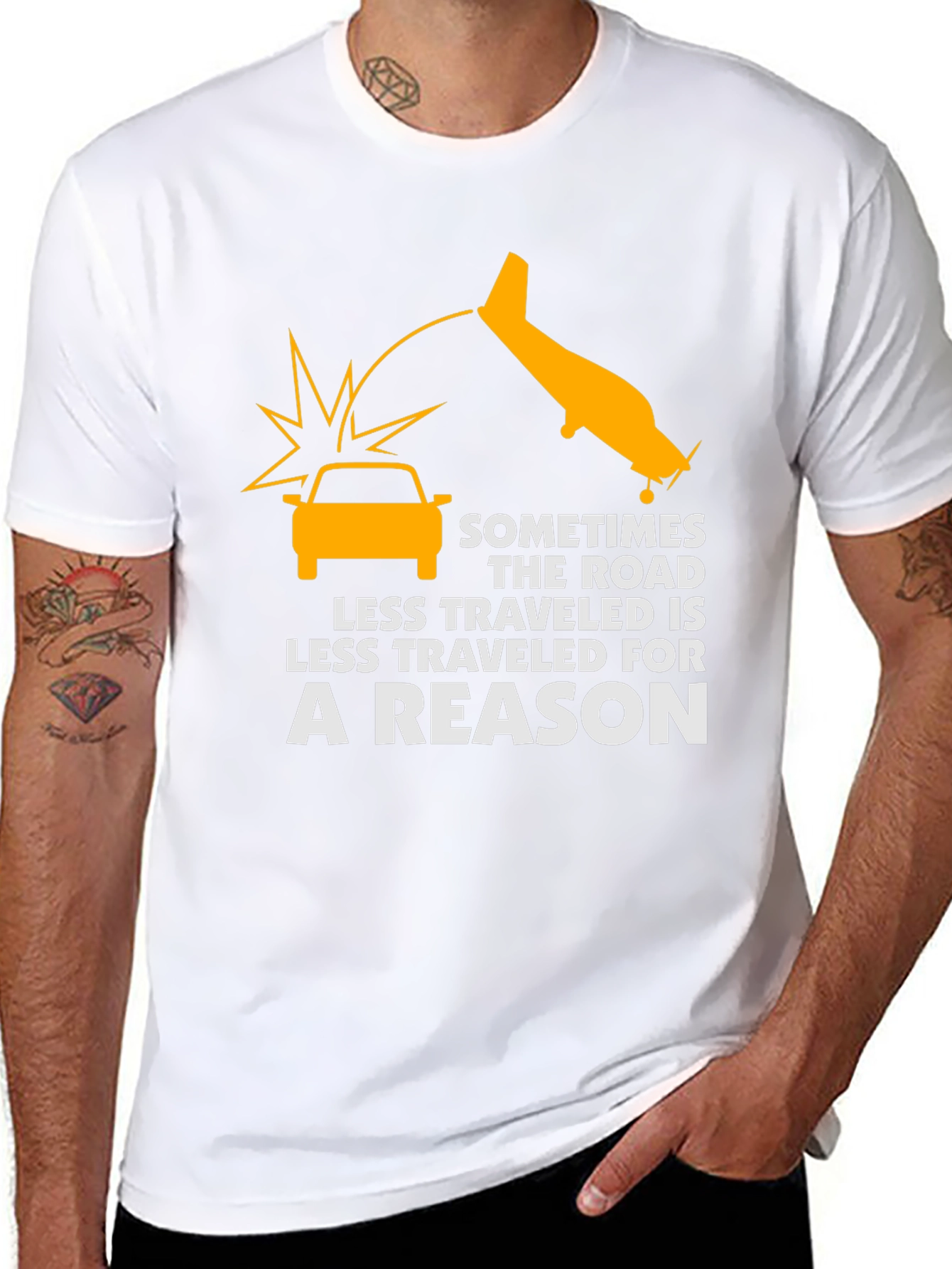Humorous Graphic Tee - Less Traveled Road