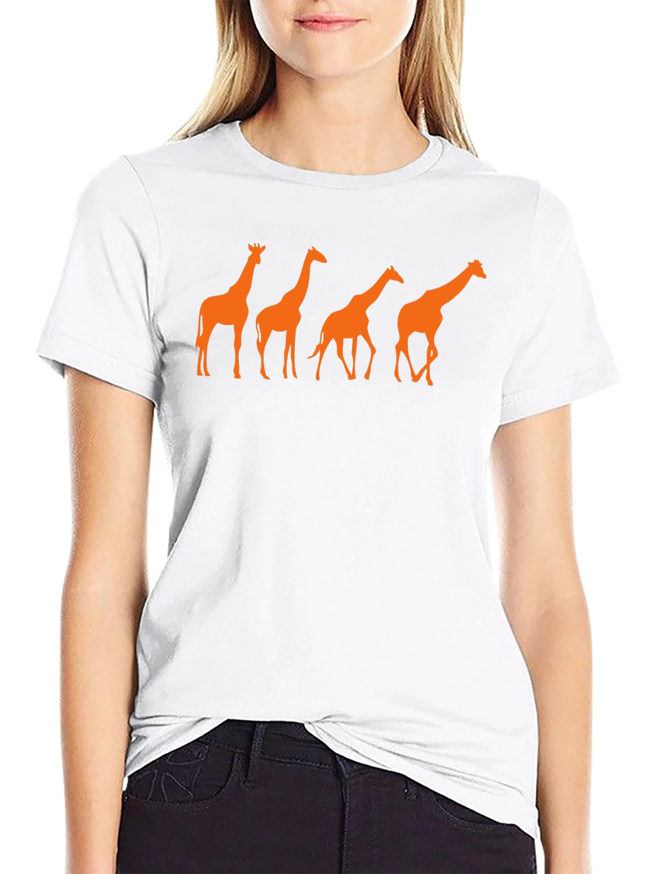 Giraffe Silhouette Graphic T-Shirt - Black