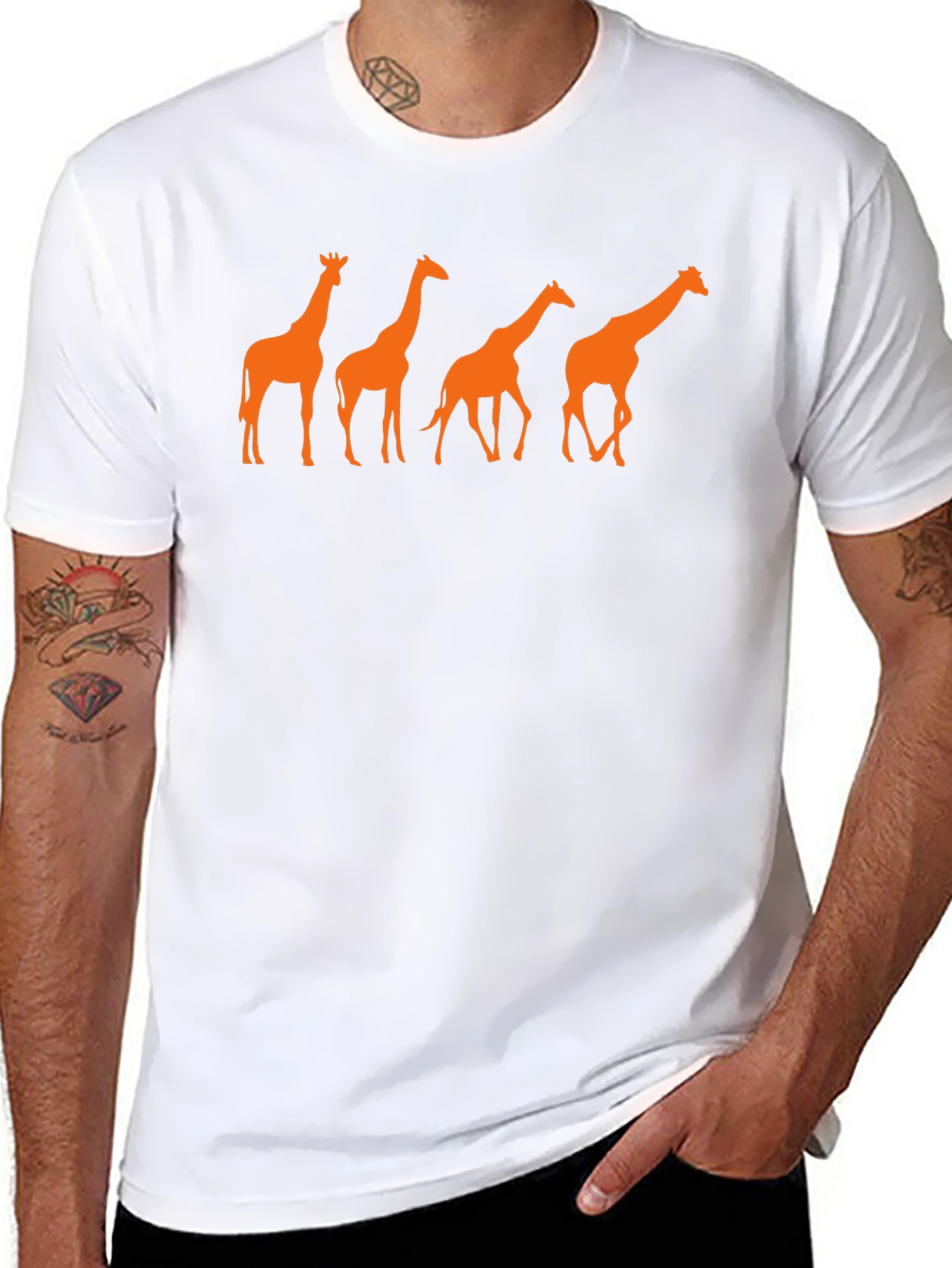 Giraffe Silhouette Graphic T-Shirt - Black