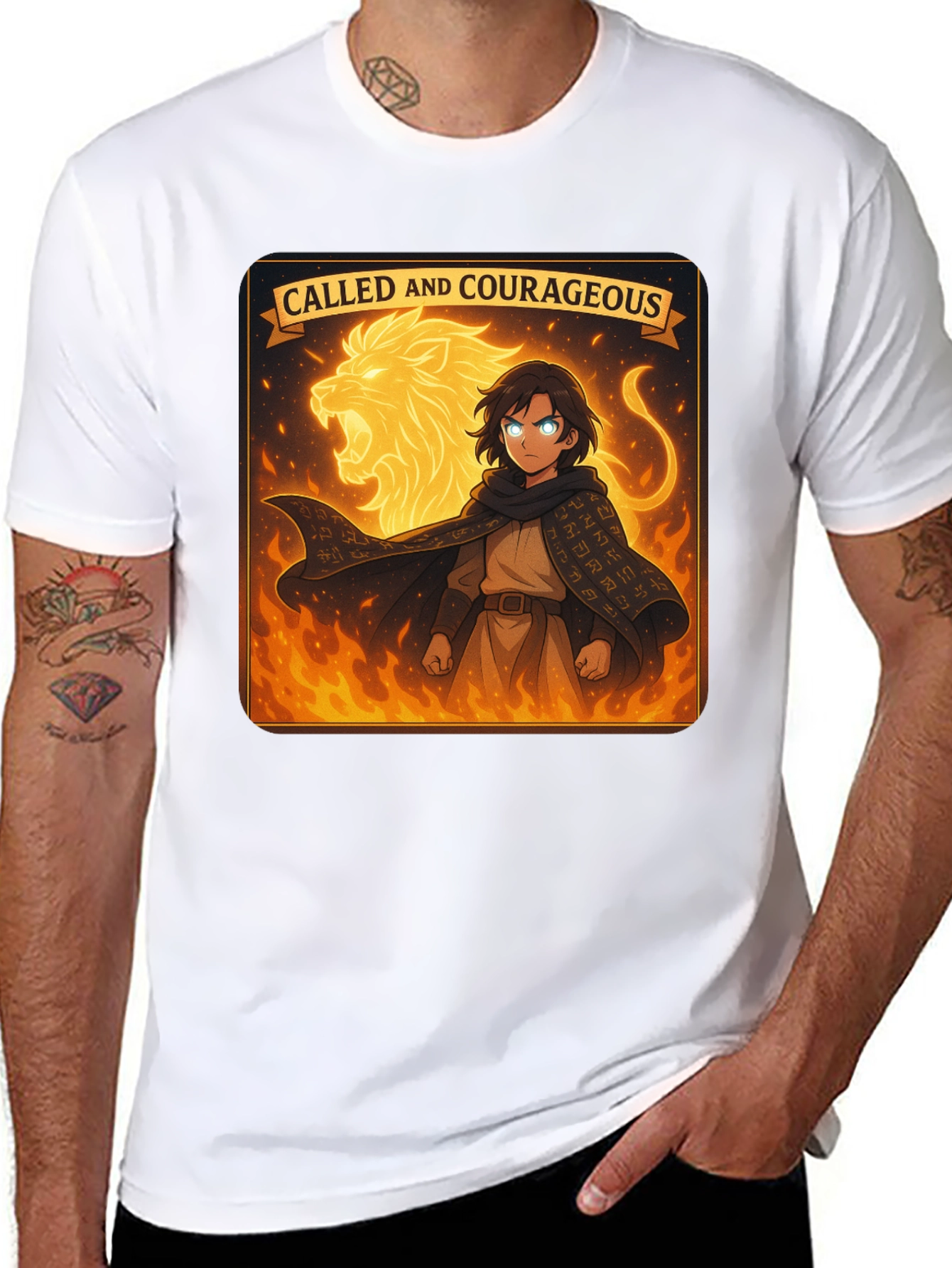 Called & Courageous T-Shirt: Lion Fire Design