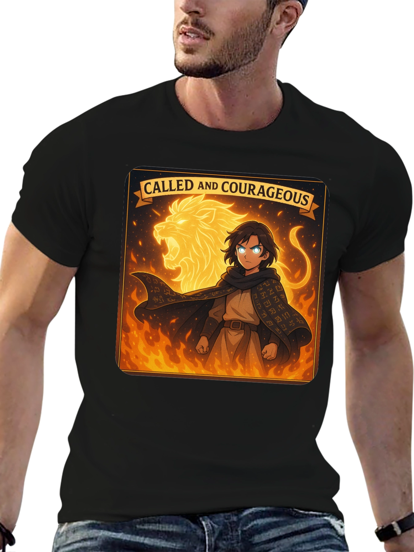 Called & Courageous T-Shirt: Lion Fire Design