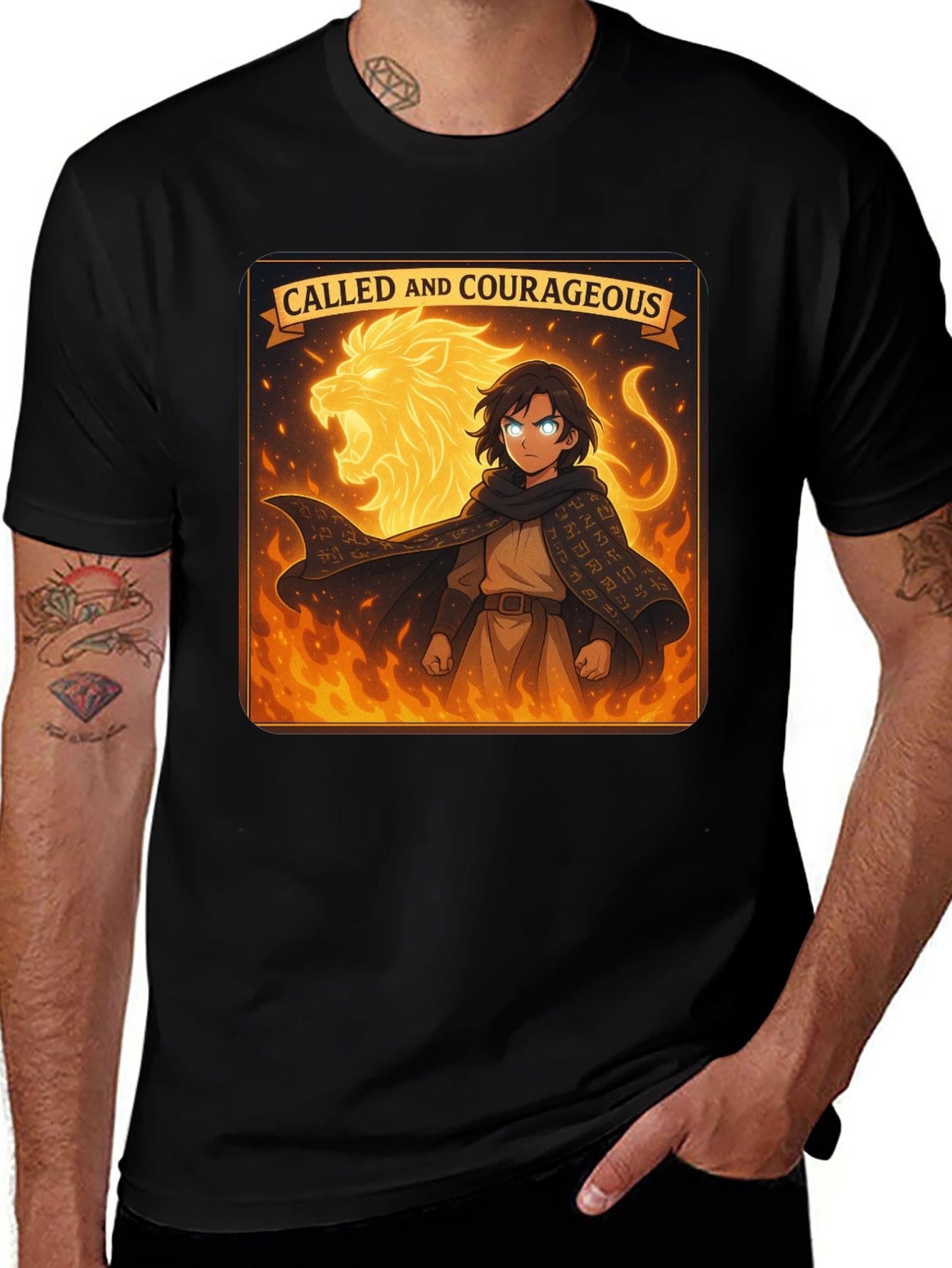 Called & Courageous T-Shirt: Lion Fire Design