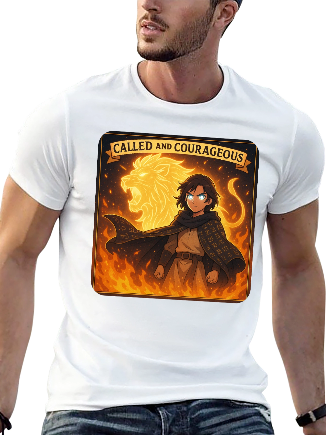 Called & Courageous T-Shirt: Lion Fire Design