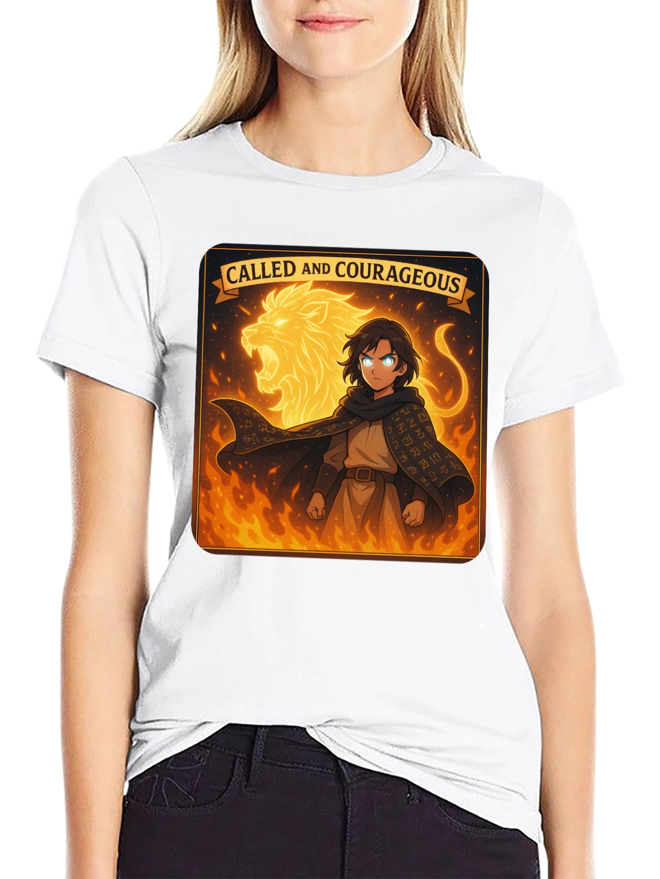 Called & Courageous T-Shirt: Lion Fire Design