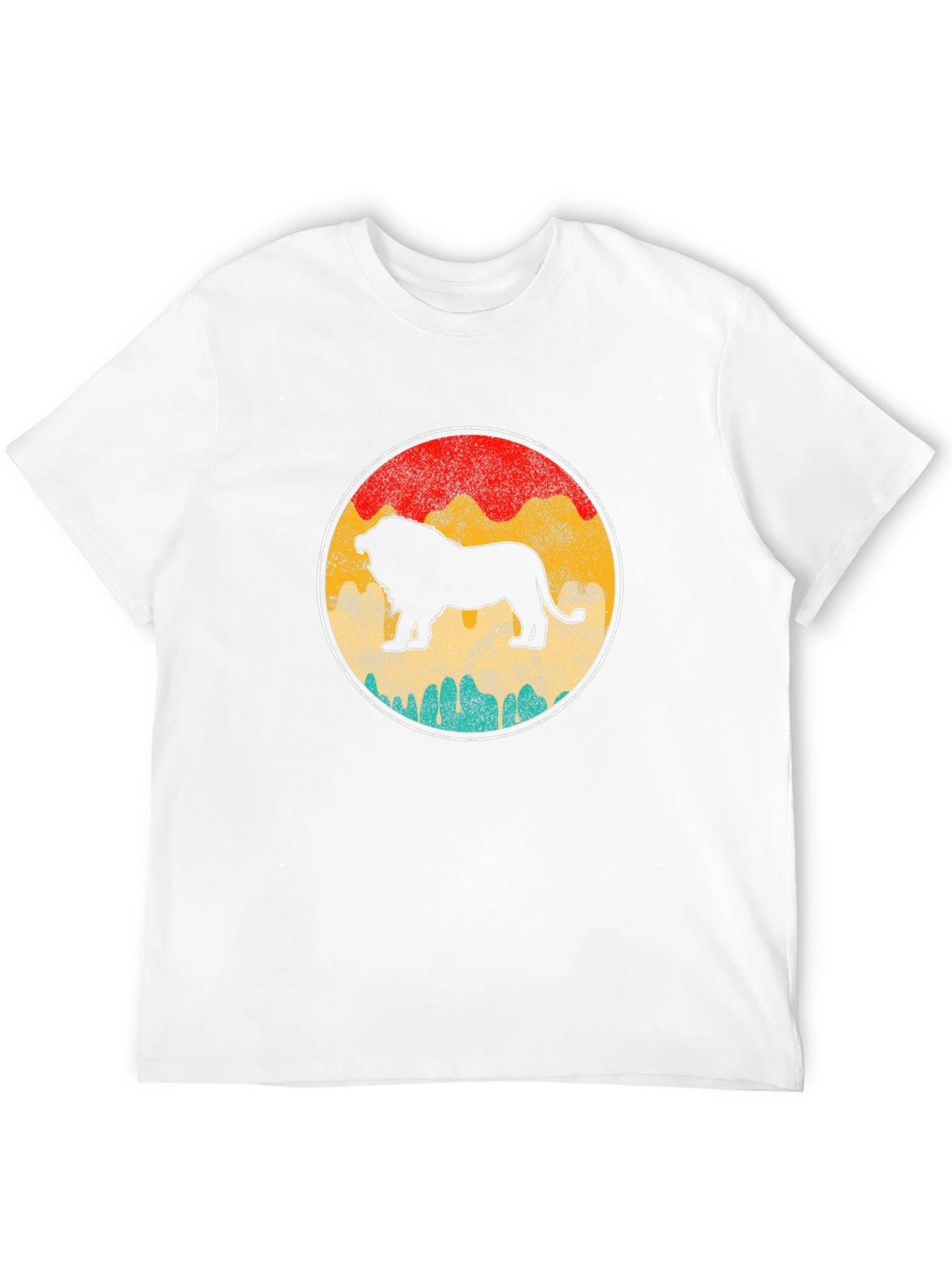 Retro Lion Graphic Tee - Black Crewneck T-Shirt