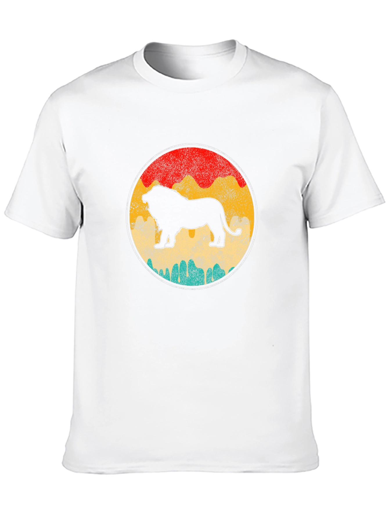 Retro Lion Graphic Tee - Black Crewneck T-Shirt