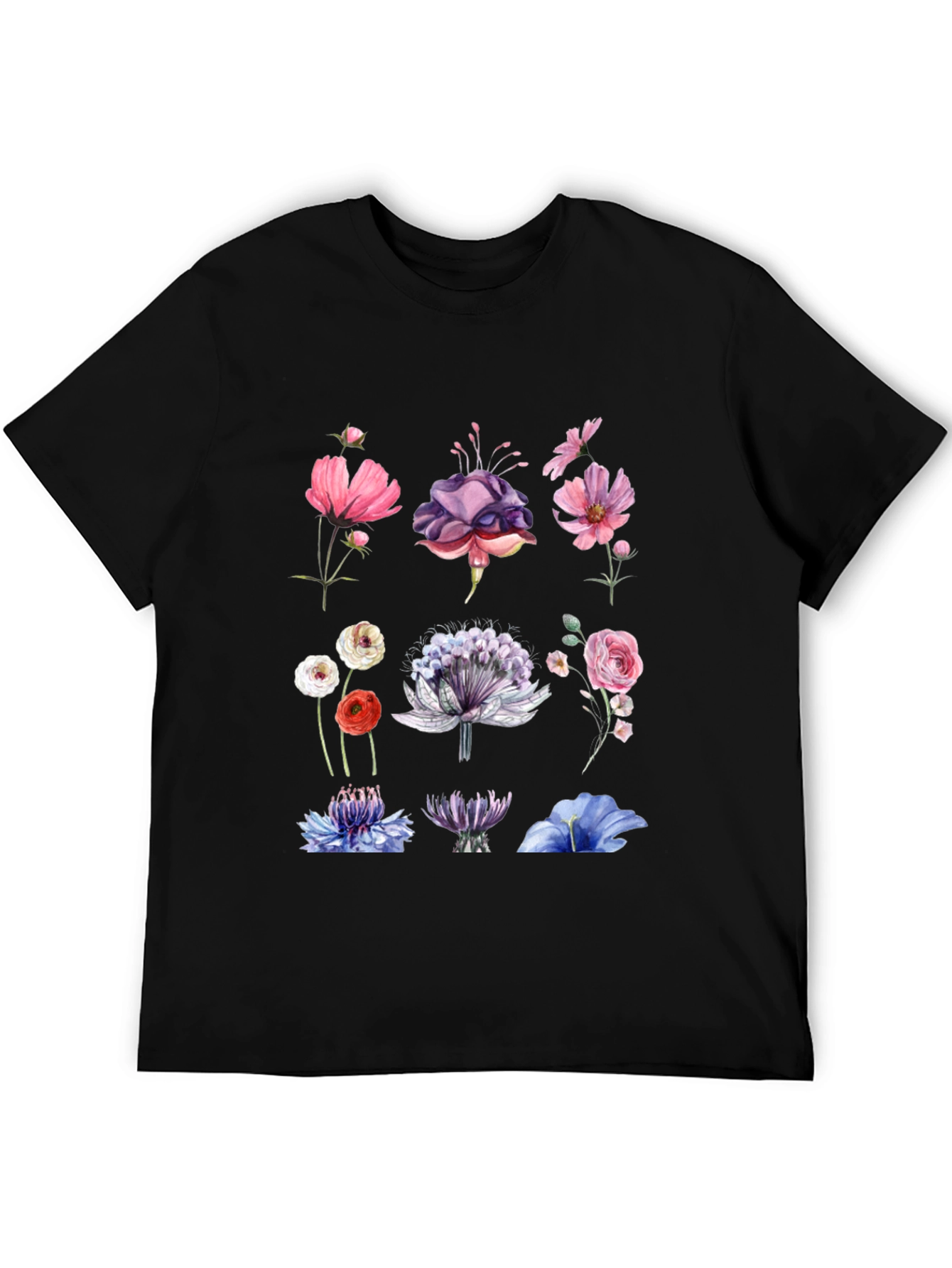 Floral Print Black T-Shirt
