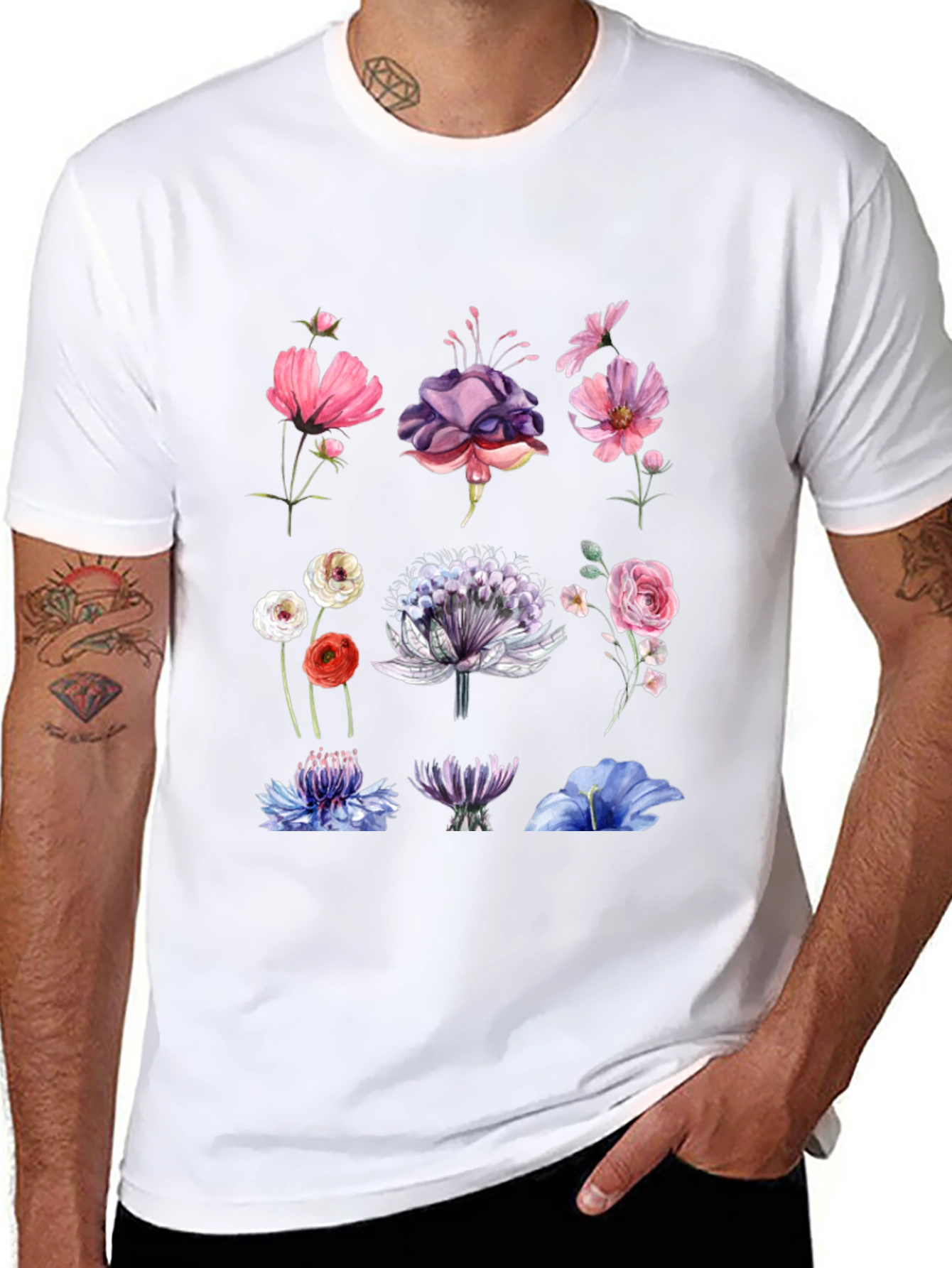 Floral Print Black T-Shirt
