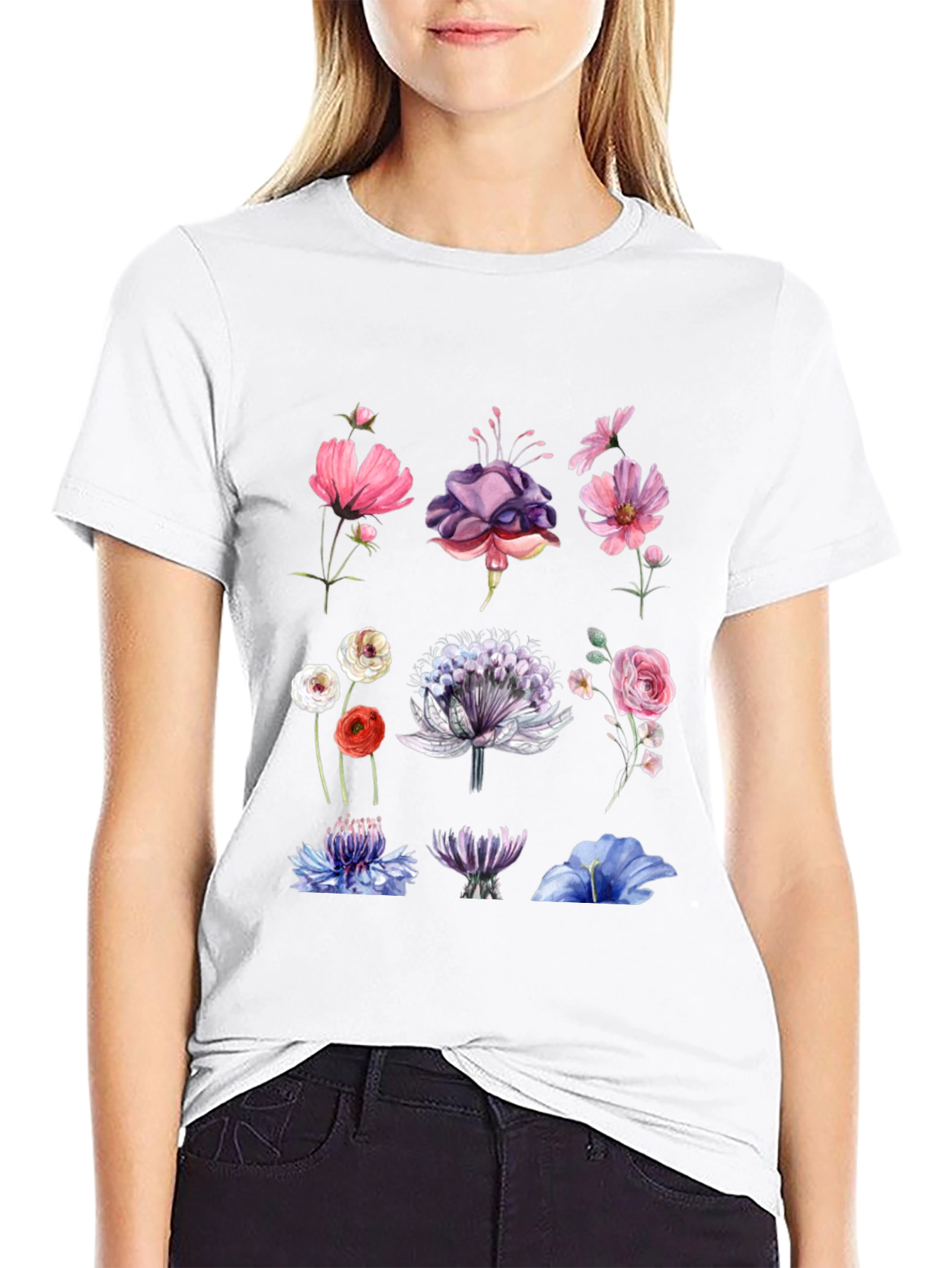 Floral Print Black T-Shirt