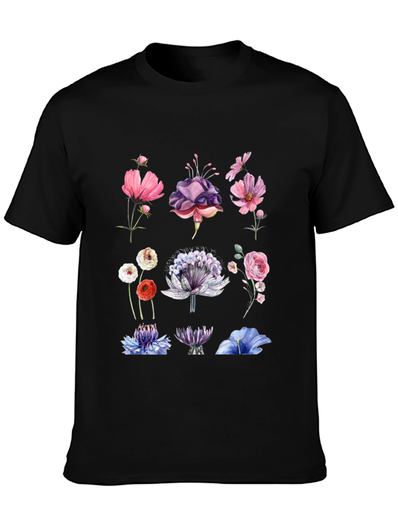 Floral Print Black T-Shirt