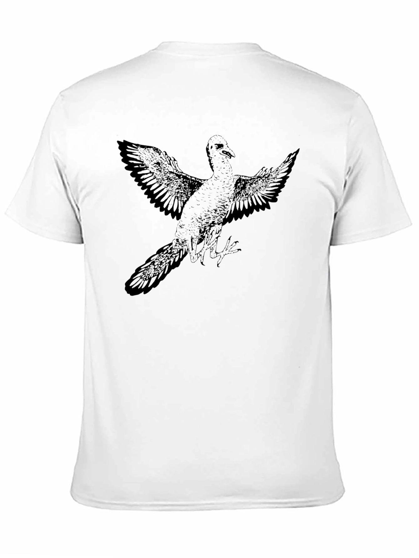 Black T-Shirt with Flying Bird Print