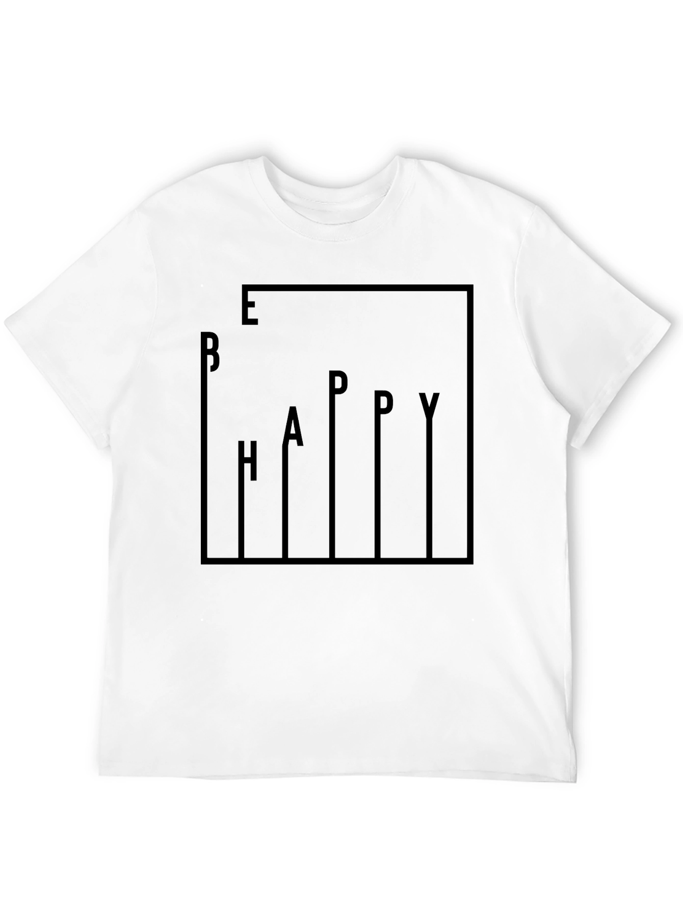 Be Happy Graphic Print Black T-Shirt