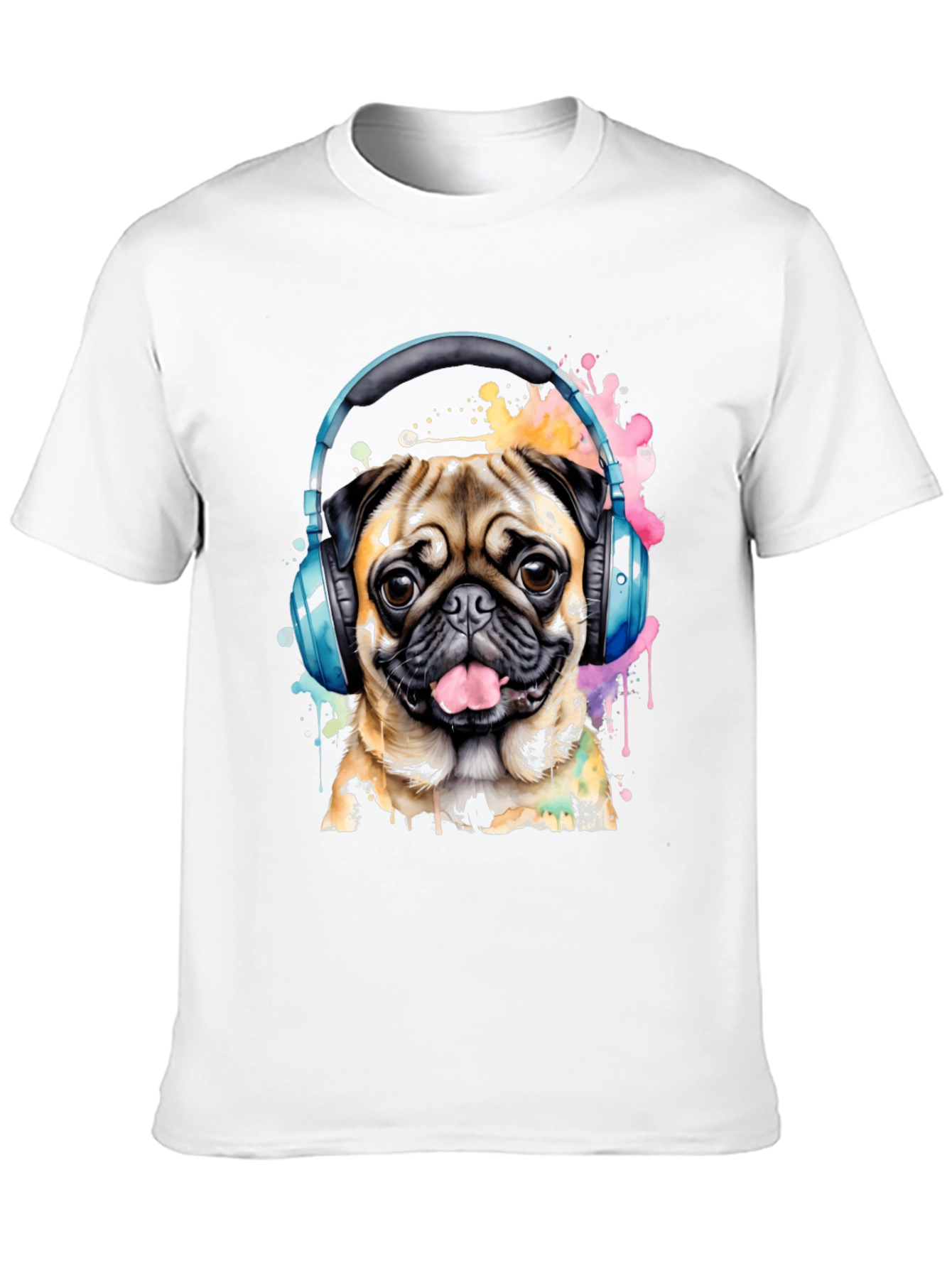 Pug in Headphones Graphic Tee