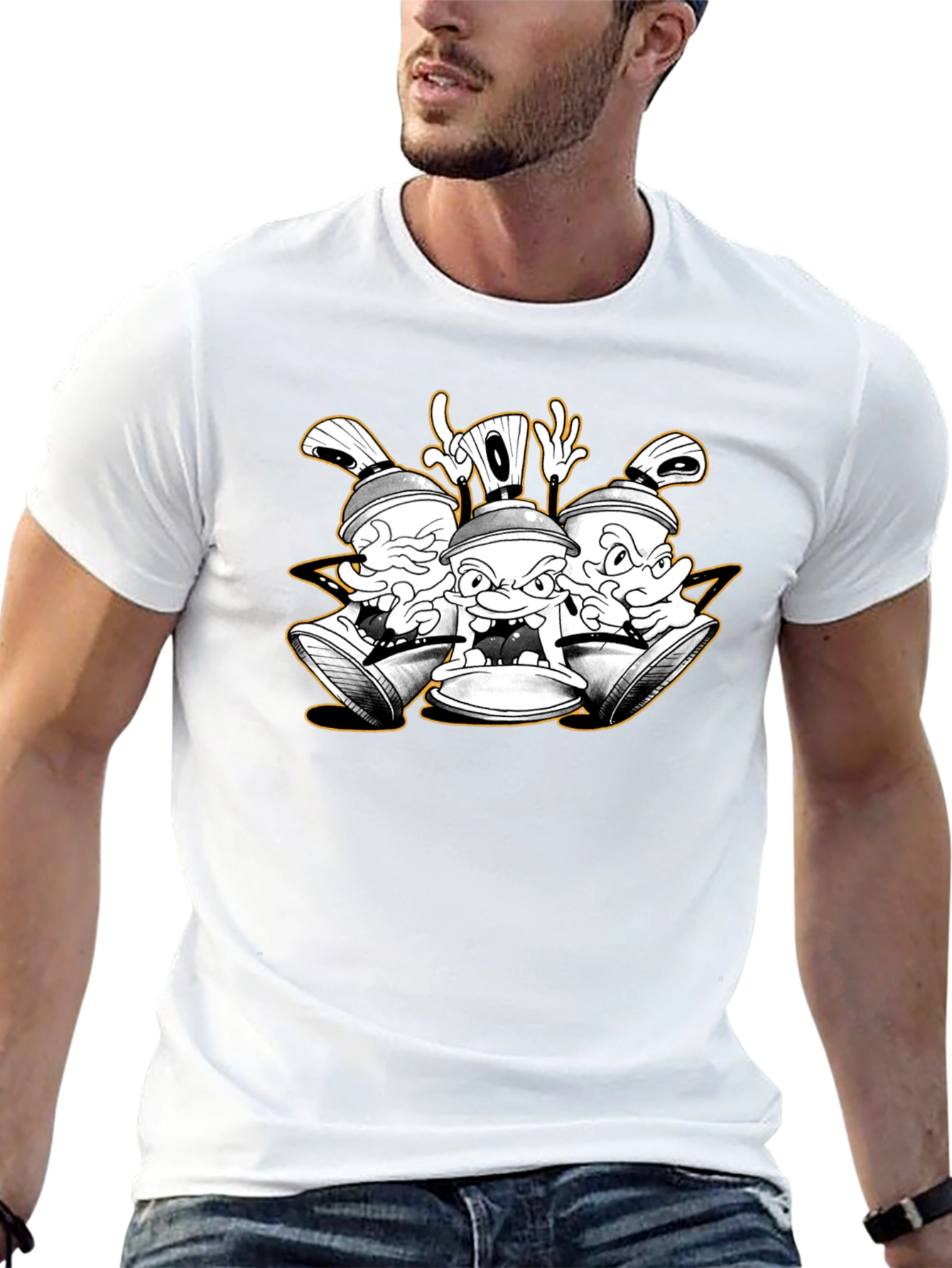 Cartoon Spray Paint Can Graphic Tee