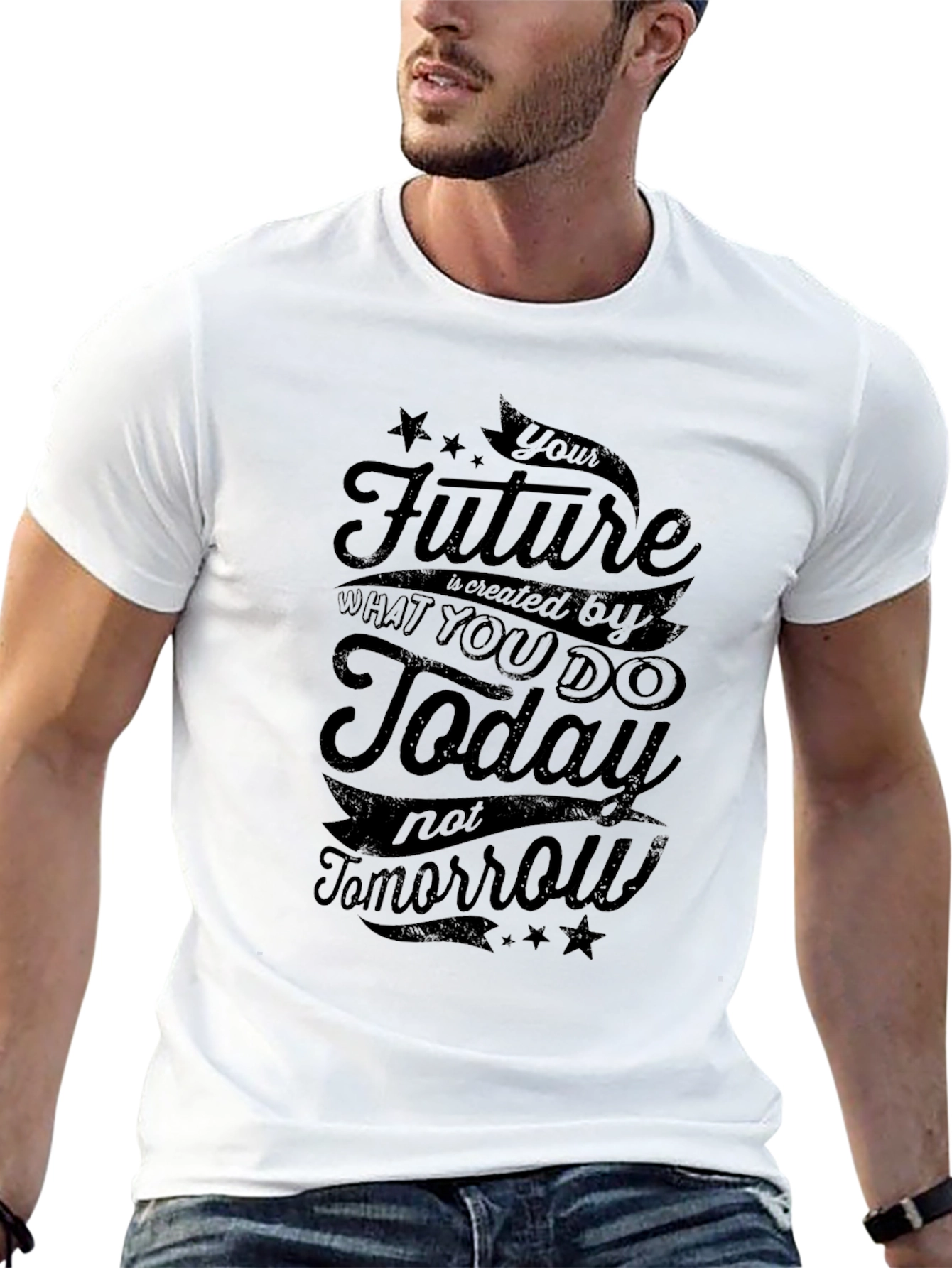 Motivational Black T-Shirt: Future is Today