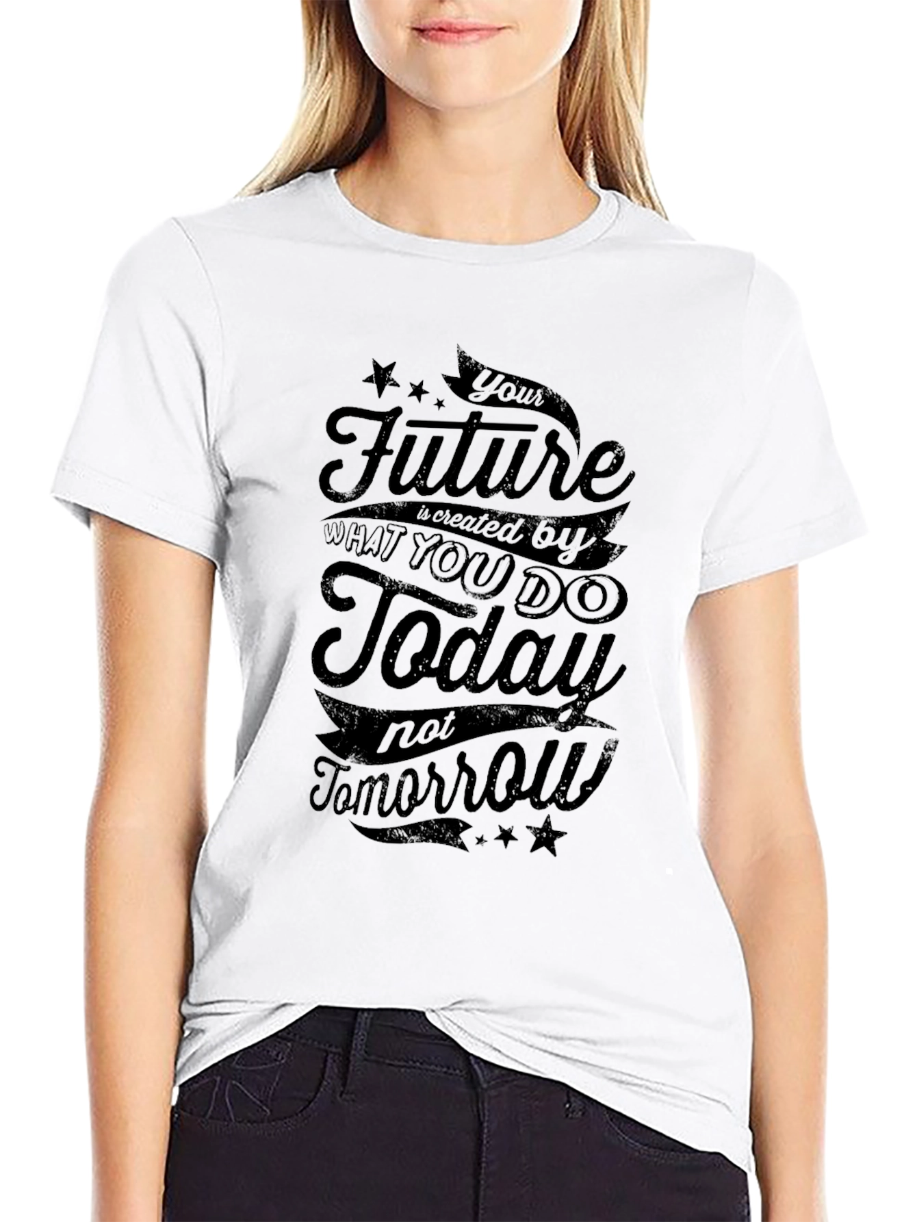 Motivational Black T-Shirt: Future is Today
