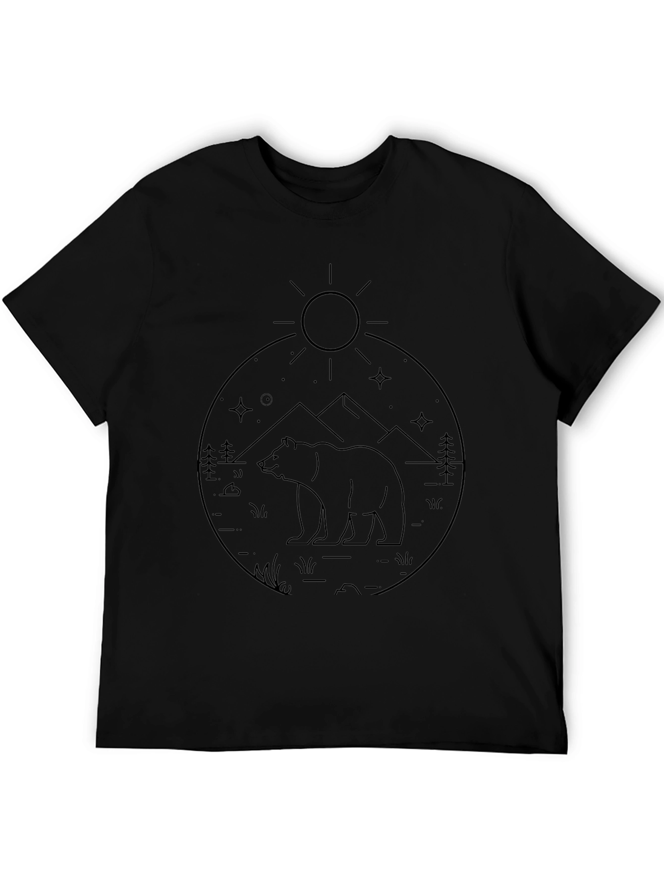 Mens Black Bear Graphic Tee - Nature Inspired