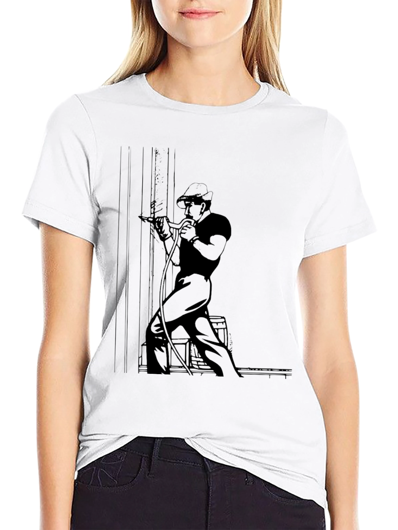 Retro Welder Graphic T-Shirt - Black
