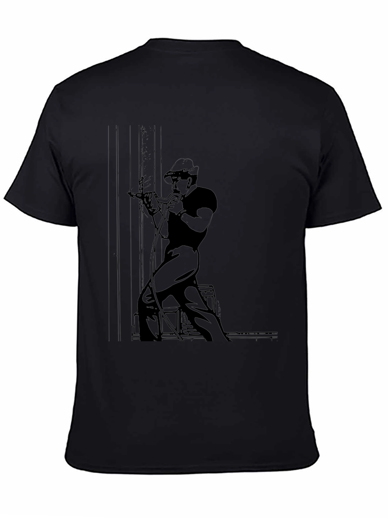 Retro Welder Graphic T-Shirt - Black