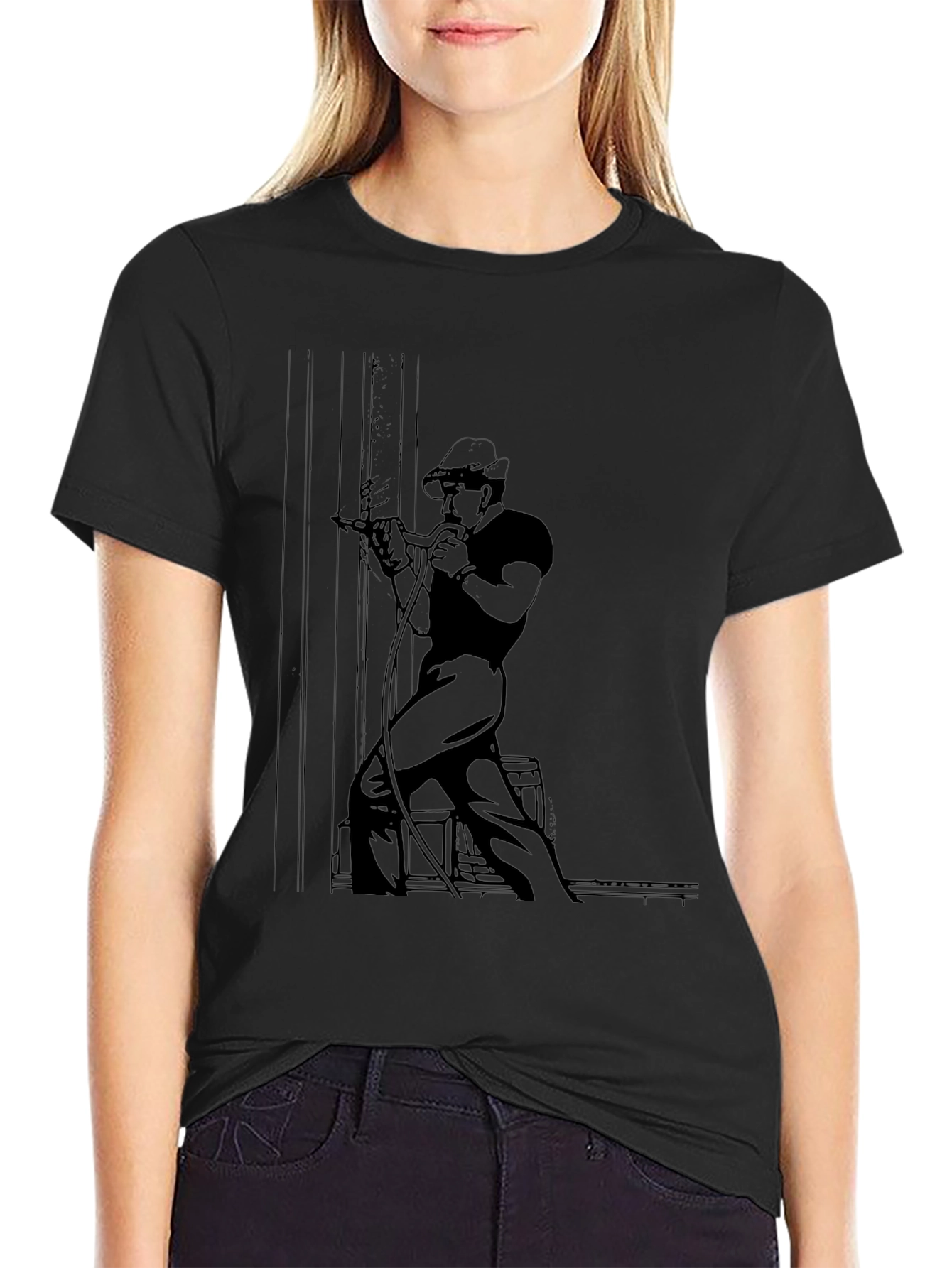 Retro Welder Graphic T-Shirt - Black