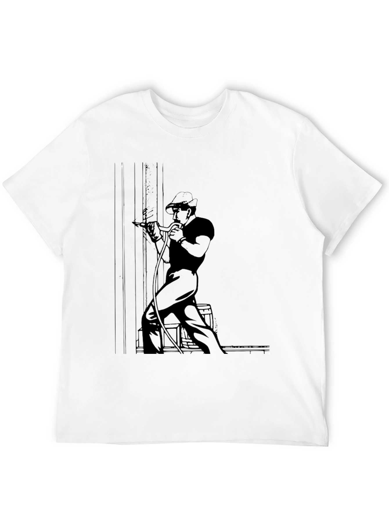 Retro Welder Graphic T-Shirt - Black