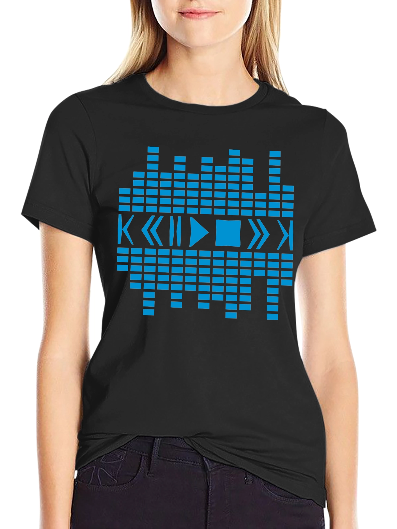 Geometric Music Graphic Tee - Black