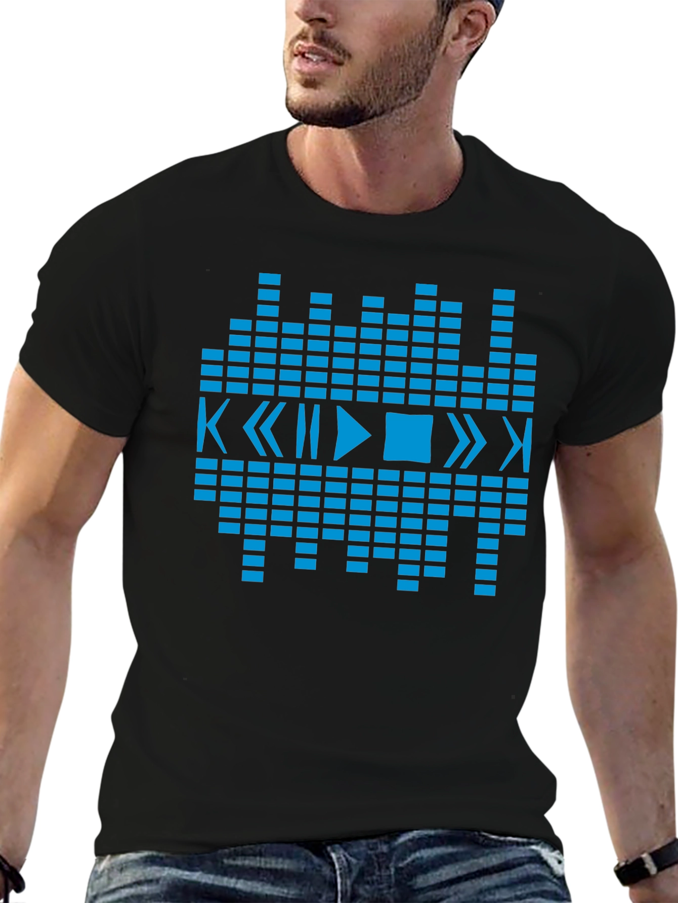 Geometric Music Graphic Tee - Black