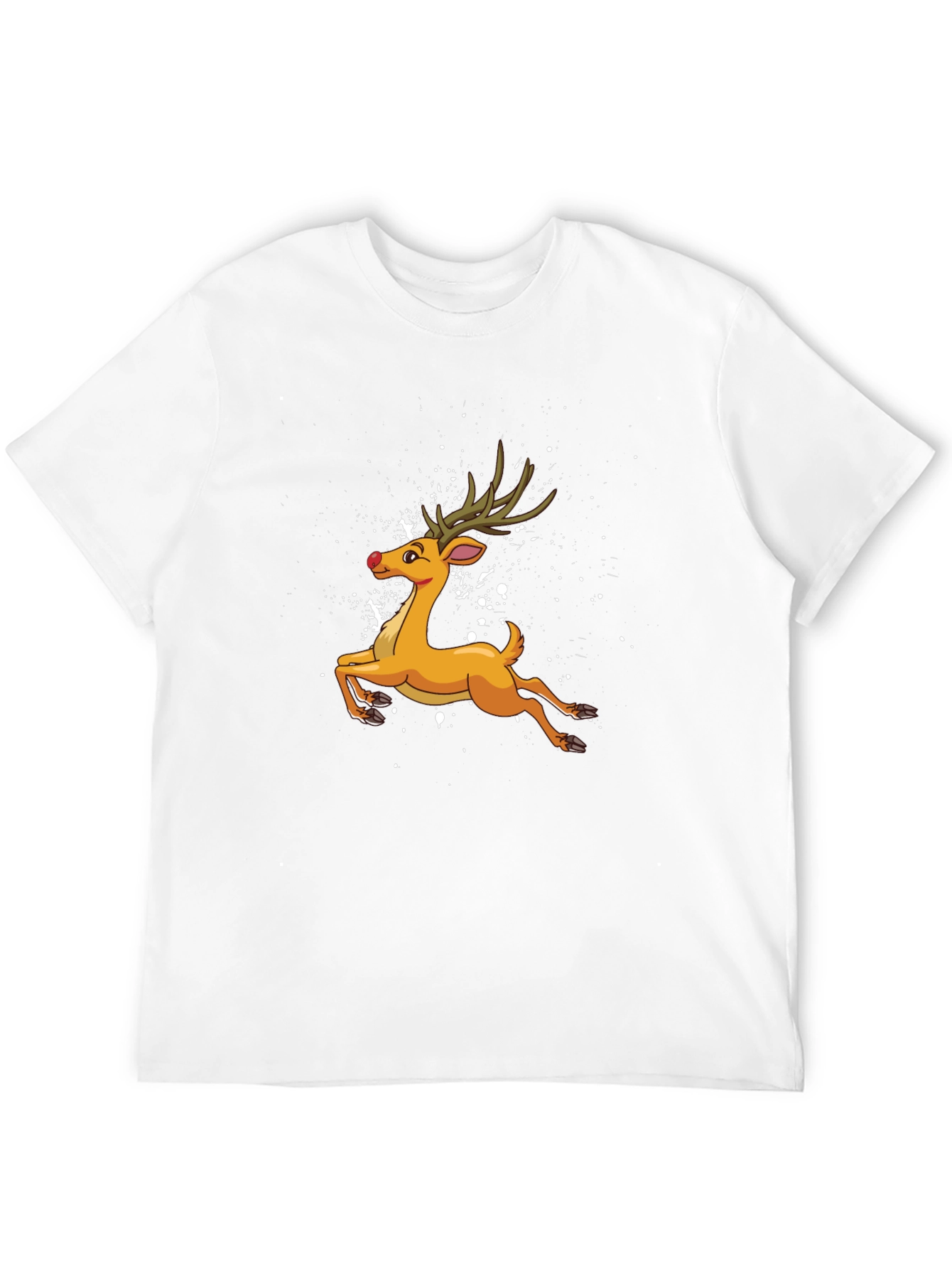 Cartoon Reindeer Black T-Shirt