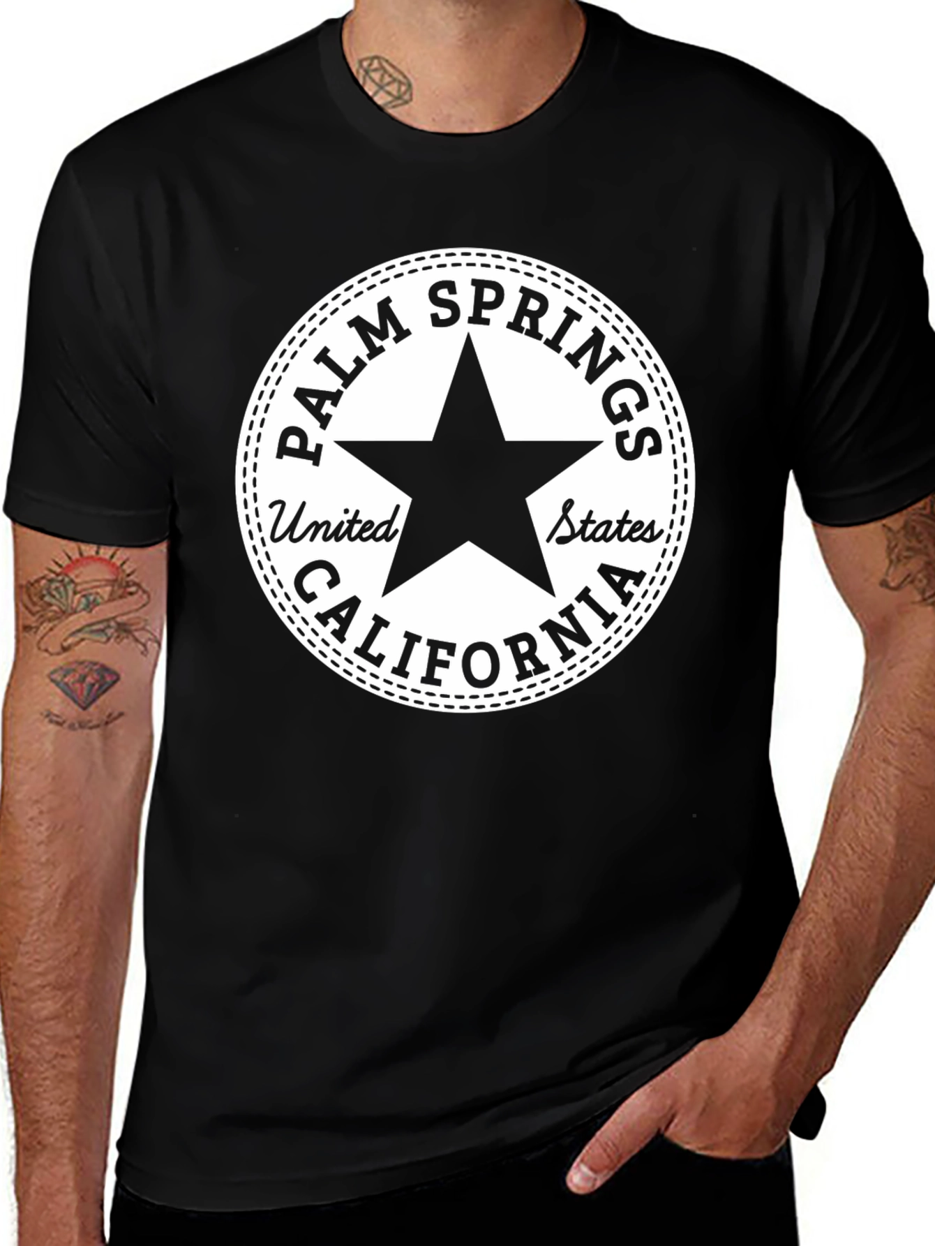 Palm Springs California Black Graphic Tee