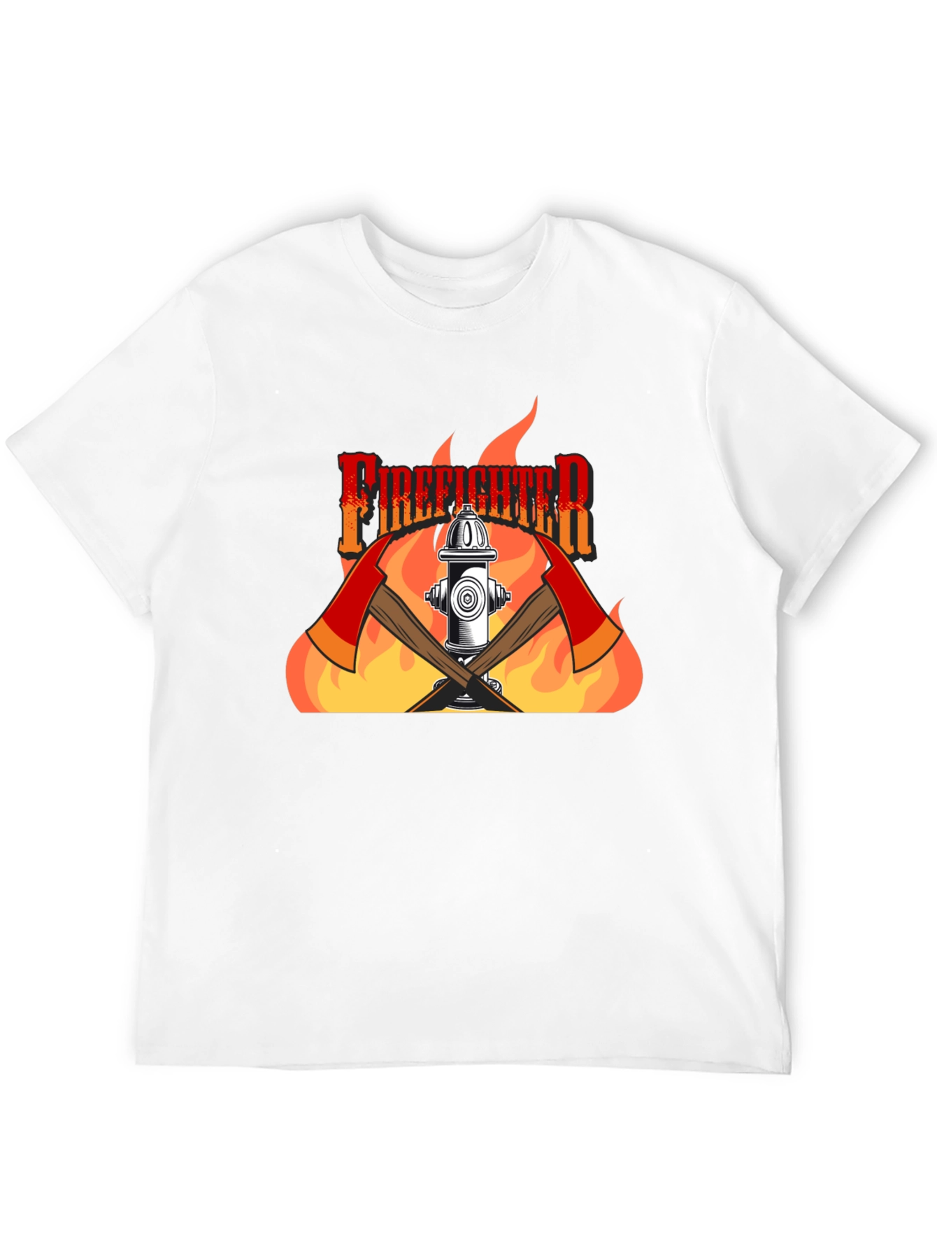 Firefighter Graphic Print Black T-Shirt