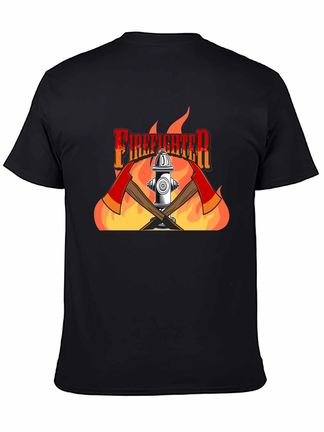Firefighter Graphic Print Black T-Shirt