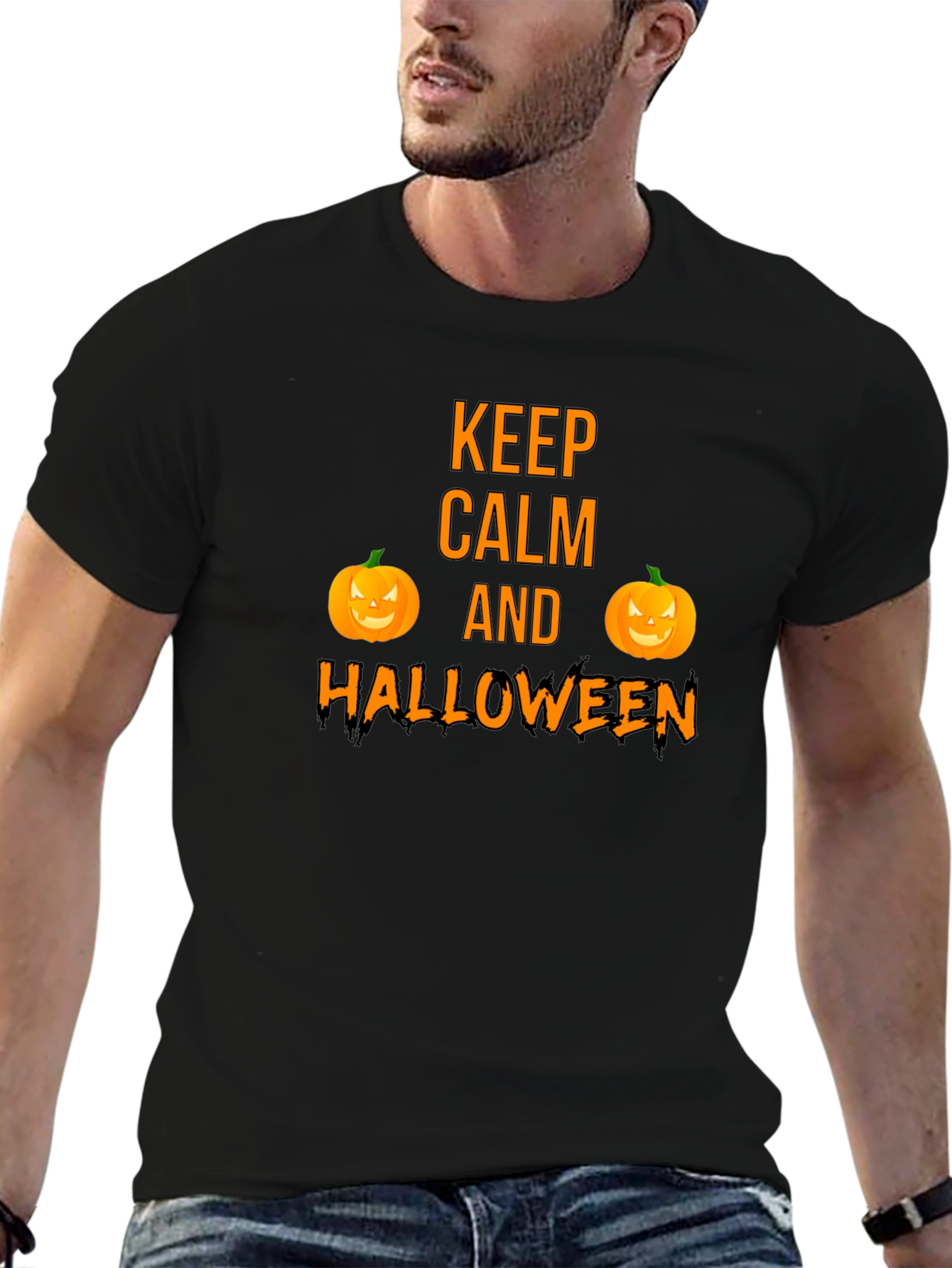 Keep Calm Halloween T-Shirt Funny Pumpkin Graphic Tee